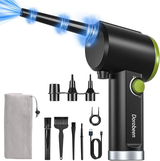 DOROBEEN Compressed Air Duster, Cordless Handheld Air Blower, Stepless Speed, 41000RPM, Portable Rechargeable Built-in Battery, Electric Air Duster for Computer Keyboard Electronics Cleaning