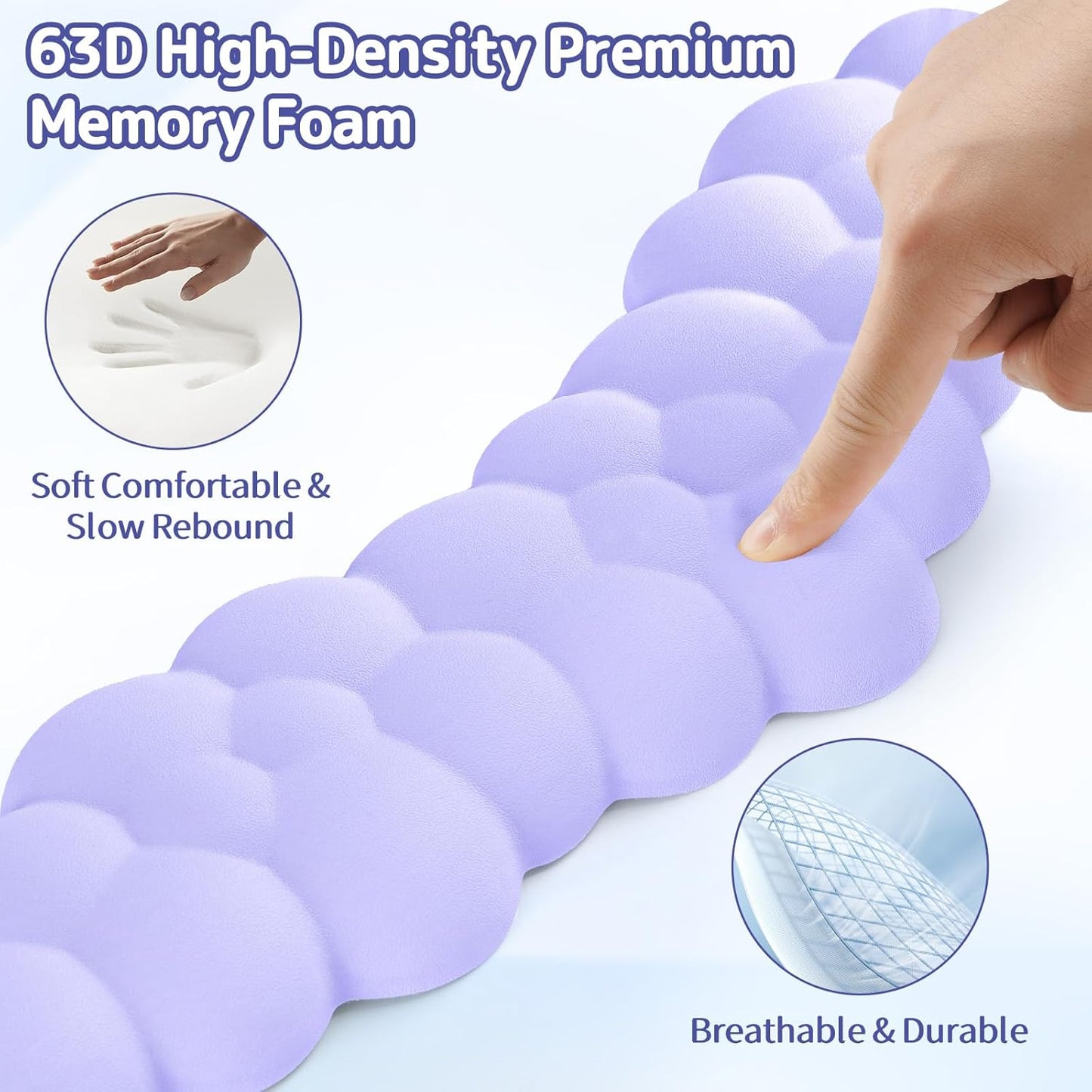 Cloud Wrist Rest for Keyboard and Mouse, Memory Foam PU Leather Keyboard Wrist Rest with Ergonomic Support, Non-Slip Base, Cute Arm Rest Pad & Palm Cushion, Office Desk Accessory, Purple