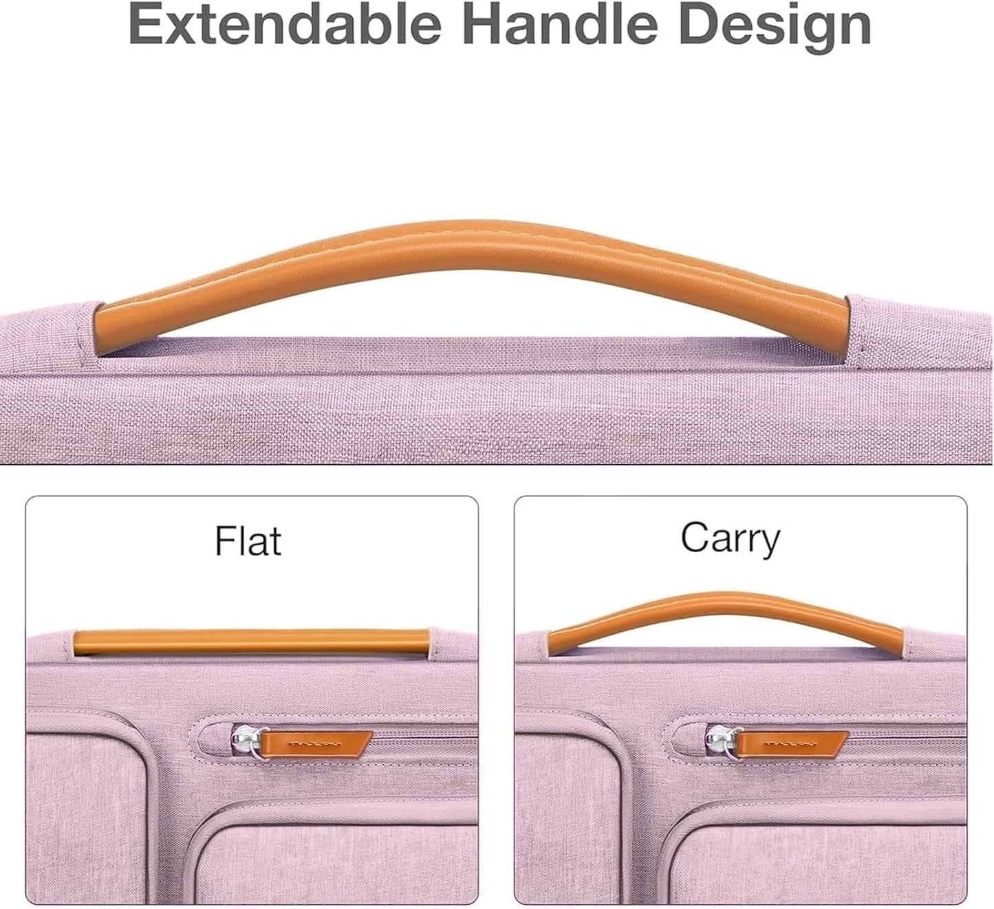 MOSISO 360 Protective Laptop Case 13.3 inch, 13-13.3 inch Laptop Sleeve Compatible with MacBook Air/Pro 13 / Pro 14,HP Dell Acer ASUS,Side Open Carrying Case with 4 Zipper Pockets&Handle, Pastel Pink