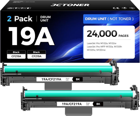 19A CF219A Drum Unit (Not Toner) 2-Pack Black High Yield Replacement for HP 19A CF219A Imaging Drum Compatible with HP Laserjet Pro MFP M130a M130fn M130fw M130nw M102a M102w Printer M130 M102 Copy