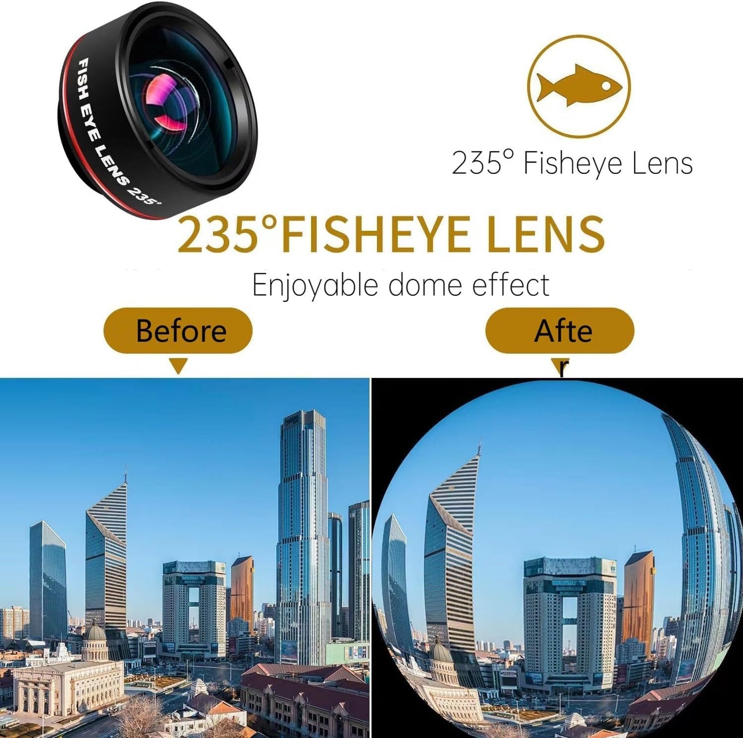 Fisheye 235°,Fish Eye Lens Universal HD Phone Fisheye Lens, Phone Camera Lens, for iPhone 7 8 x xr 11 12 13 14 15 pro max Android Samsung Smartphones (fisheye)