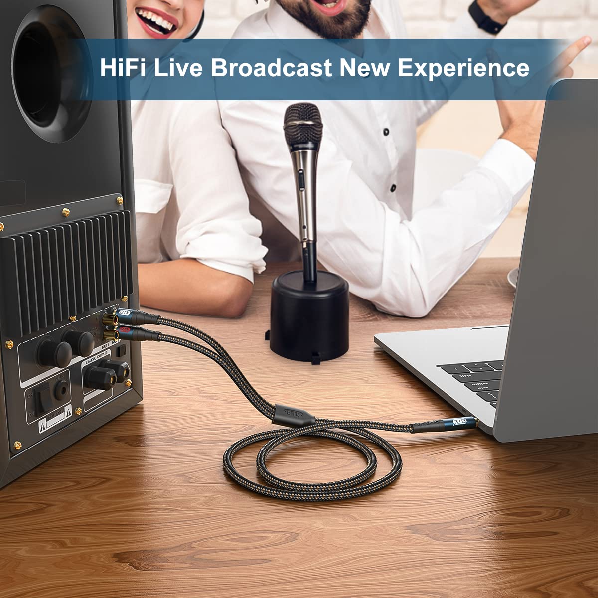 EMK 3.5mm to 2RCA Cable 24K Gold-Plated Nylon Braided RCA to Auxiliary Stereo Audio Headphone Male to Male 1/8 to RCA Cord for Tablet,Subwoofer,Home Theater,DVD Speaker,MP3/MP4,Player 5ft/1.5m