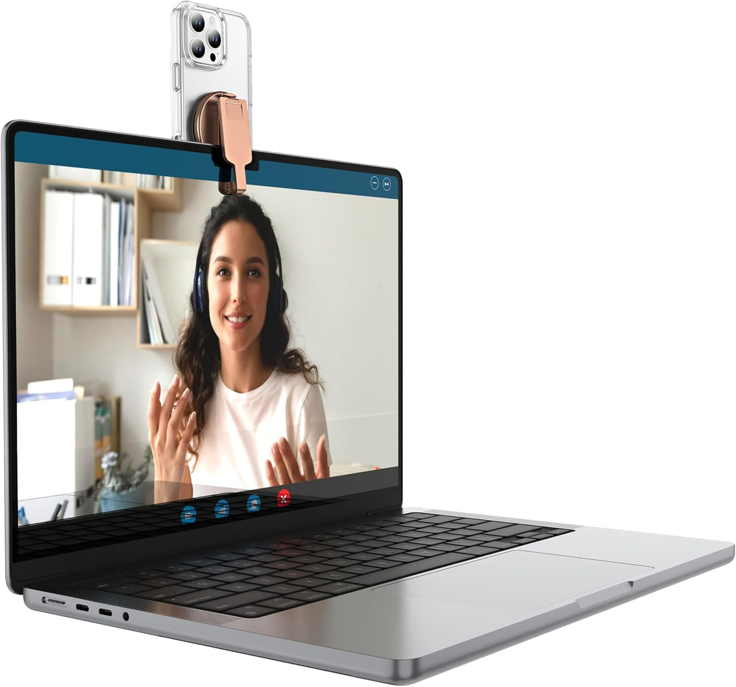 BAISRKE Magnetic Belt Clip Phone Holder, Strong Magnetic Waist Clip Compatible with Phone Cases, Portable & Versatile Accessory for Travel & Outdoor Use (Rose Gold)