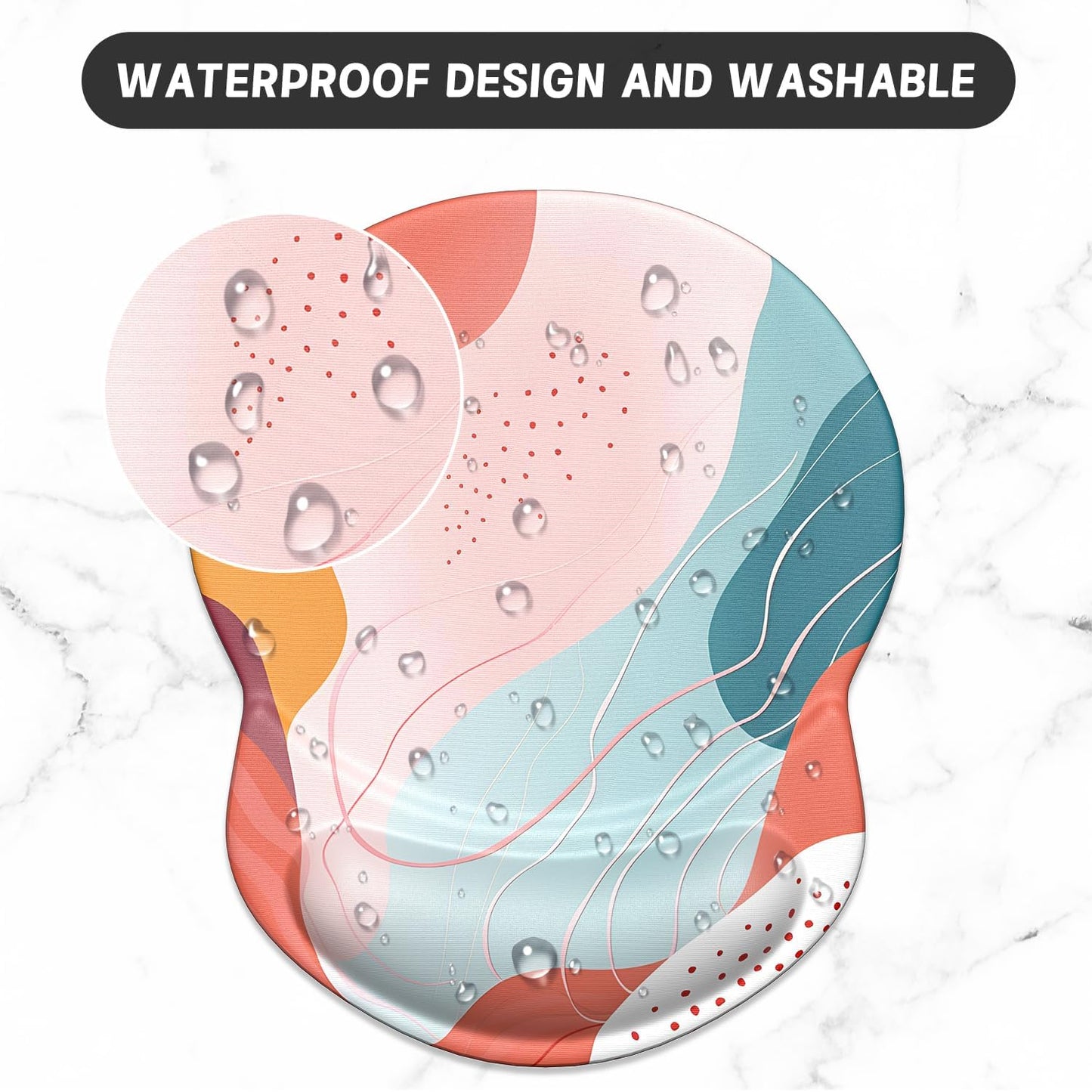 ITNRSIIET Ergonomic Mouse Pad with Gel Wrist Support Small Wrist Rest Smooth Surface Non-Slip PU Base Comfortable Office Supplies Pain Relief, 8.7 x 7.2 inches, Art Style Pattern