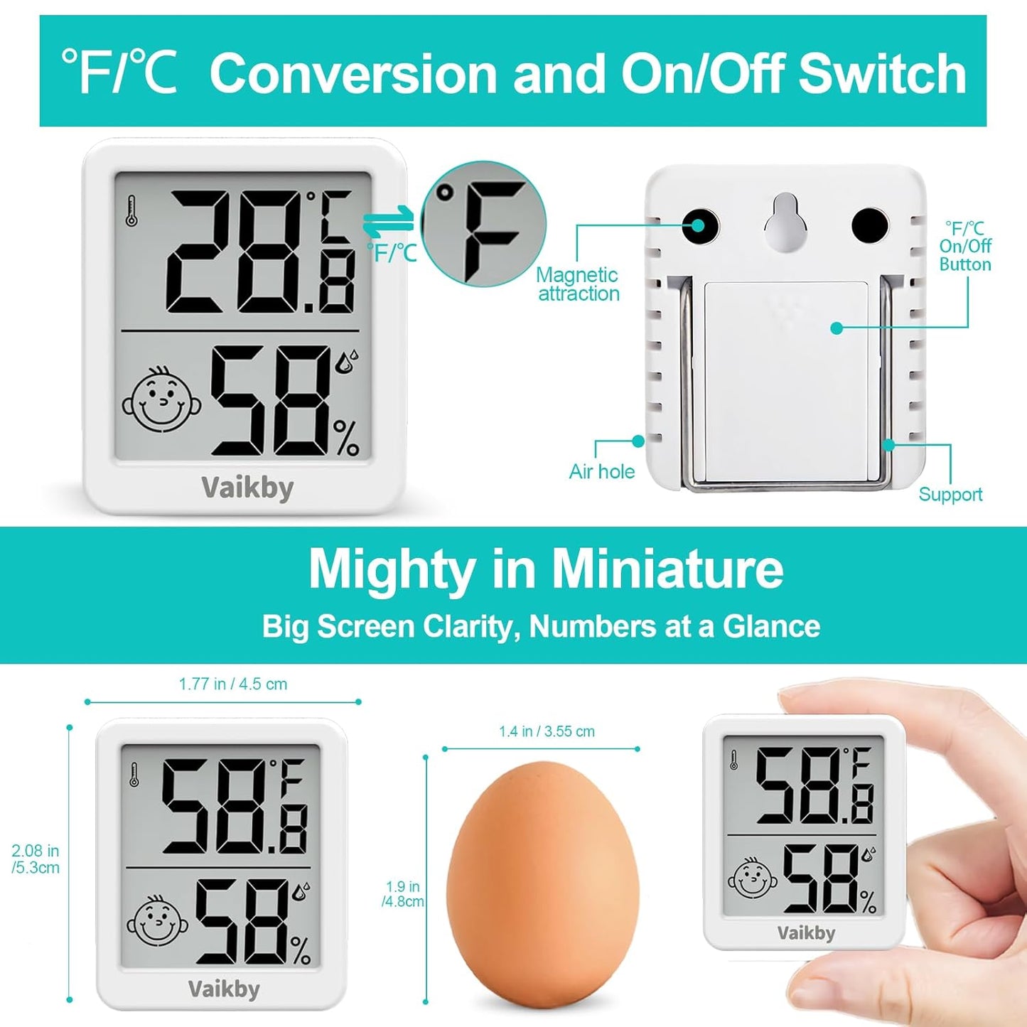 Indoor Humidity Meter Hygrometer 3Pack, Room Thermometer for Accurate Room Temperature Monitor, Digital Hygrometer with Indoor Thermometer for Home, Baby Nursery, and Humidity Sensor Enhanced Comfort