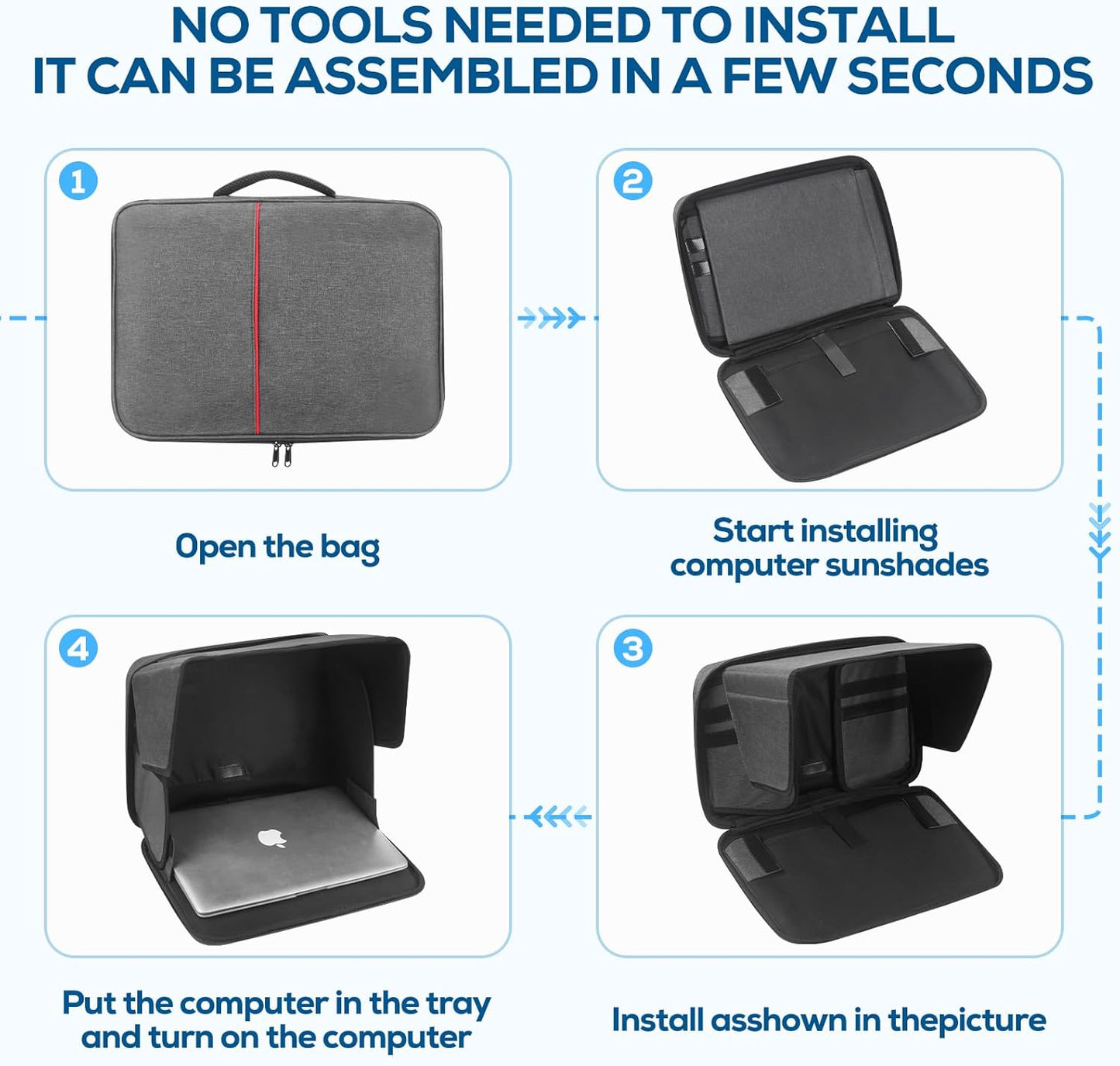 Laptop Sun Shade & Privacy Shield – Premium Physical Filter for 12-14" Laptops, Overheating, Adjustable and Foldable for Outdoor Work