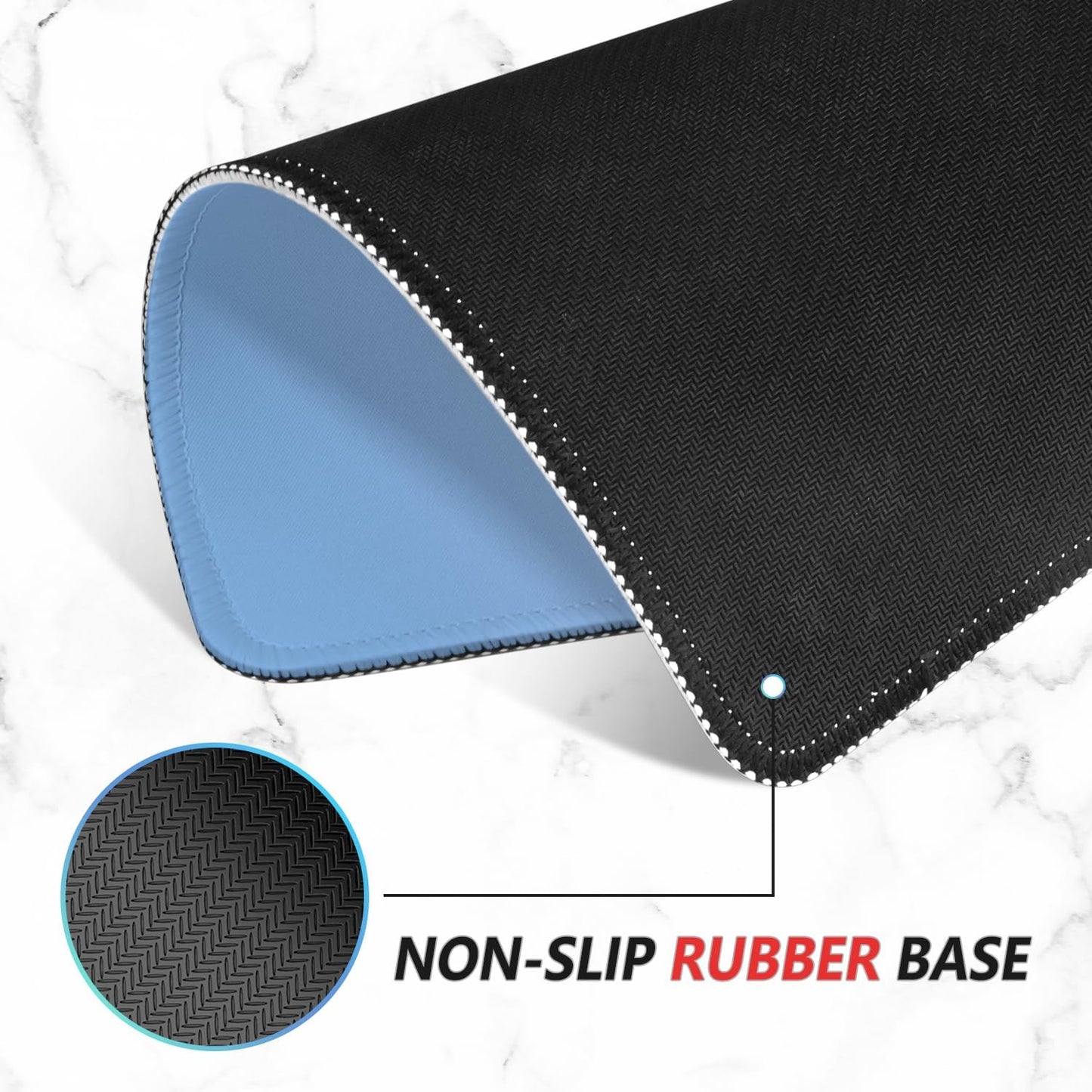 ITNRSIIET Mouse Pad Non-Slip Rubber Base Smooth Surface Stitched Edges Waterproof Durable Compatible with All Mice for Office & Gaming, Desk Accessory, 10.2x8.3x0.12 inch, Azure Gradient