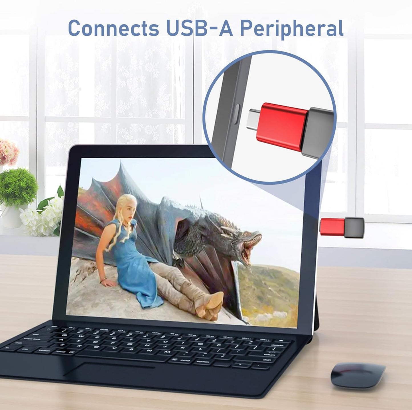 Basesailor USB C to USB Adapter 3Pack,Type C Thunderbolt 4 Converter,USBC Male to USBA 3.0 Female OTG Connector for Ford Mustang Mach-E,Tesla Model 3/Y,Samsung S25 S24,MacBook Pro Air,Camera,iPhone