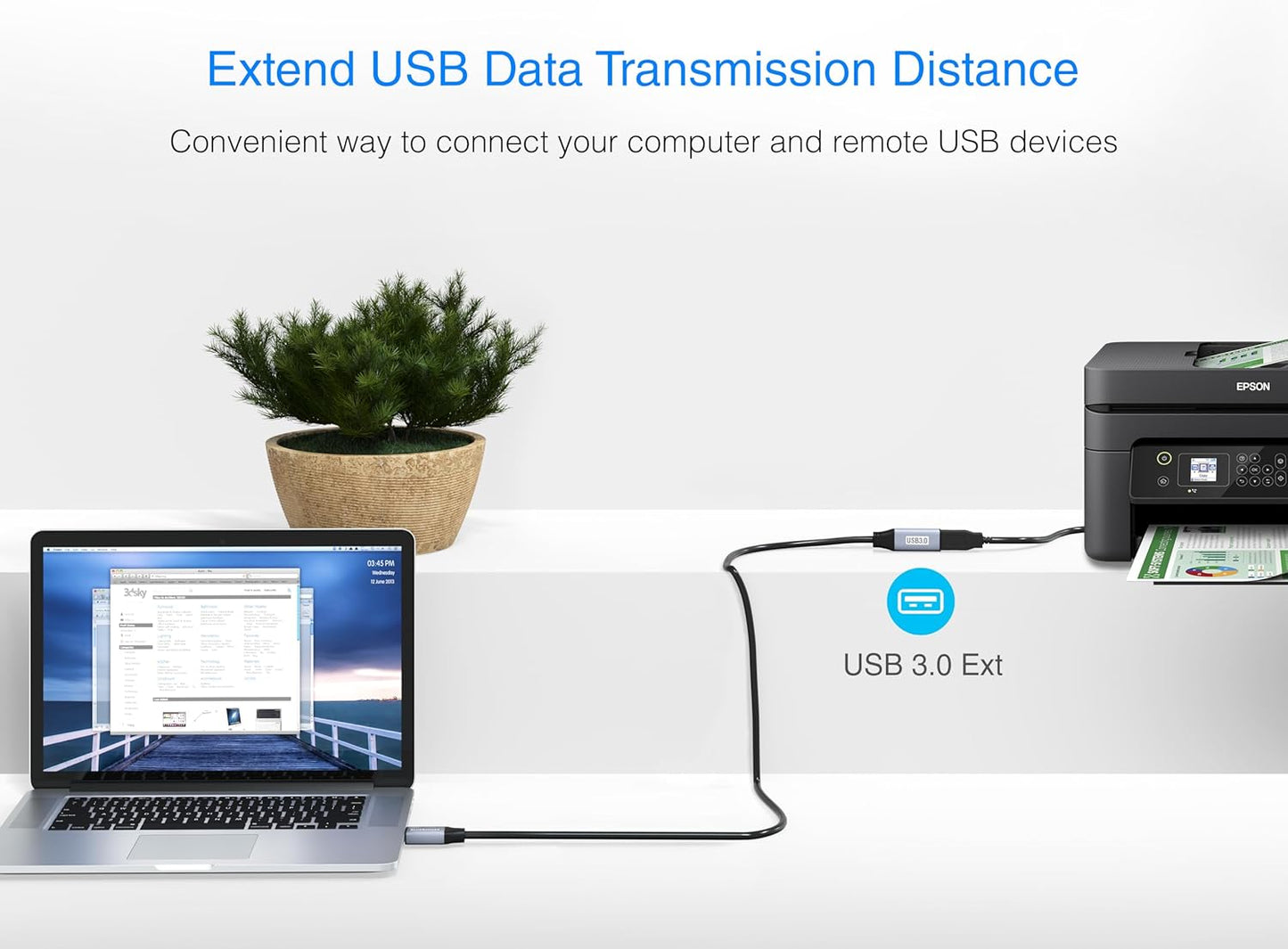 BlueRigger USB 3.0 Extension Cable (3FT, 5 Gbps, Type A Male to Female Adapter Cord) - Long USB Repeater Extender for VR Headset, Printer, Hard Drive, Flash Drive, Keyboard, Mouse, Xbox