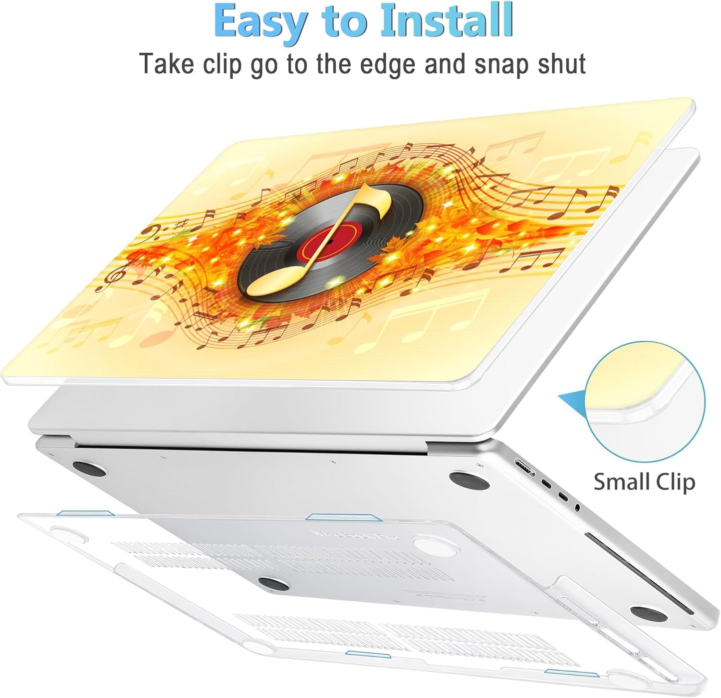 Mektron Case for MacBook Pro 16" M4 A3403 A3186 M3 A2991 M2 A2780 M1 A2485 (2021/2023/2024) Pro/Max with Touch ID, Hard Shell Plastic Laptop Cover Keyboard Cover Screen Protector, Music Record