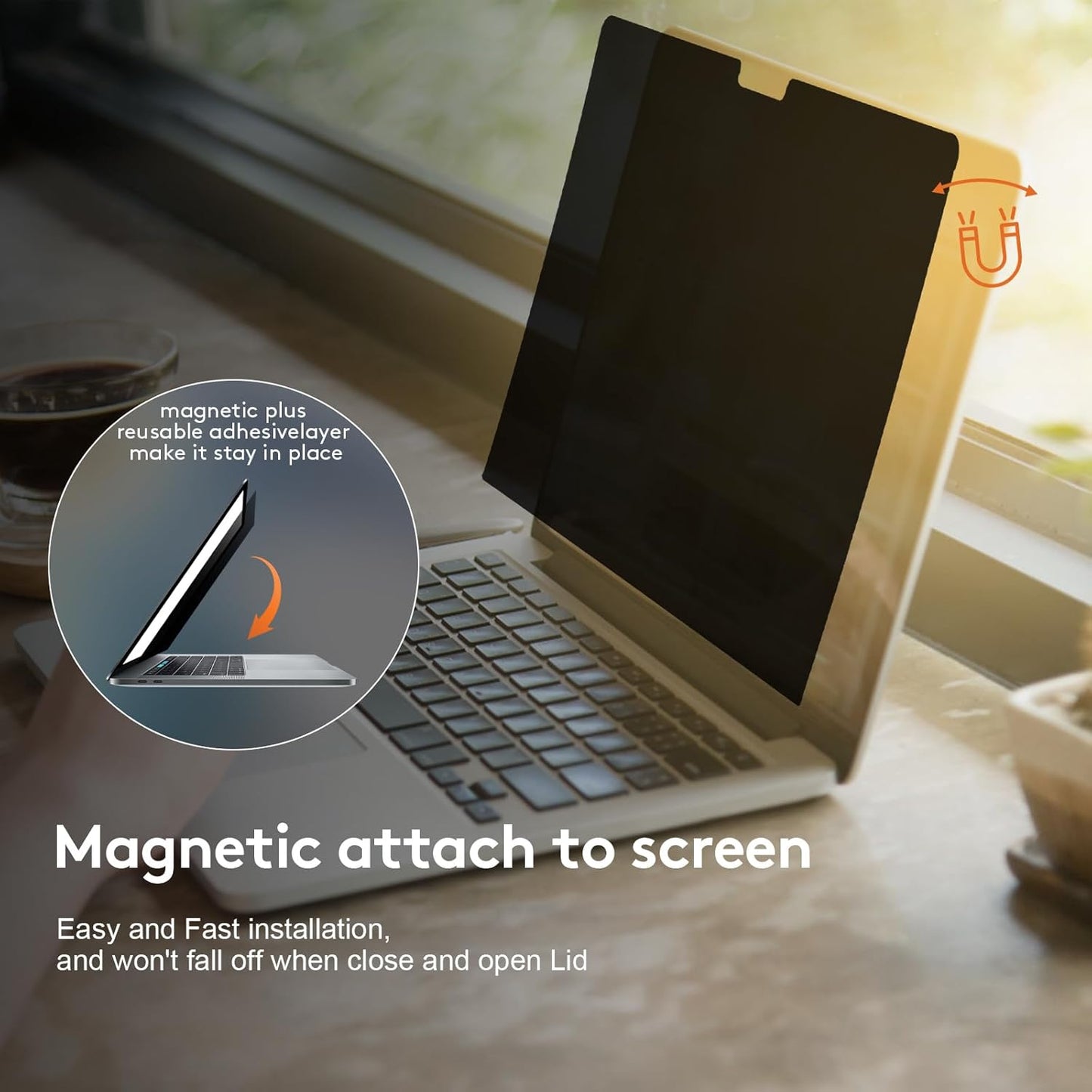 Magnetic Privacy Screen for MacBook Pro 16 inch (2019-2024, M1, M2, M3, M4, Pro, Max), Model A2141, A2485, A2780, A2991, A3186, A3403, Removable Screen Protector, Blue Light Blocking, Anti Glare Protector and Privacy Filter Shield