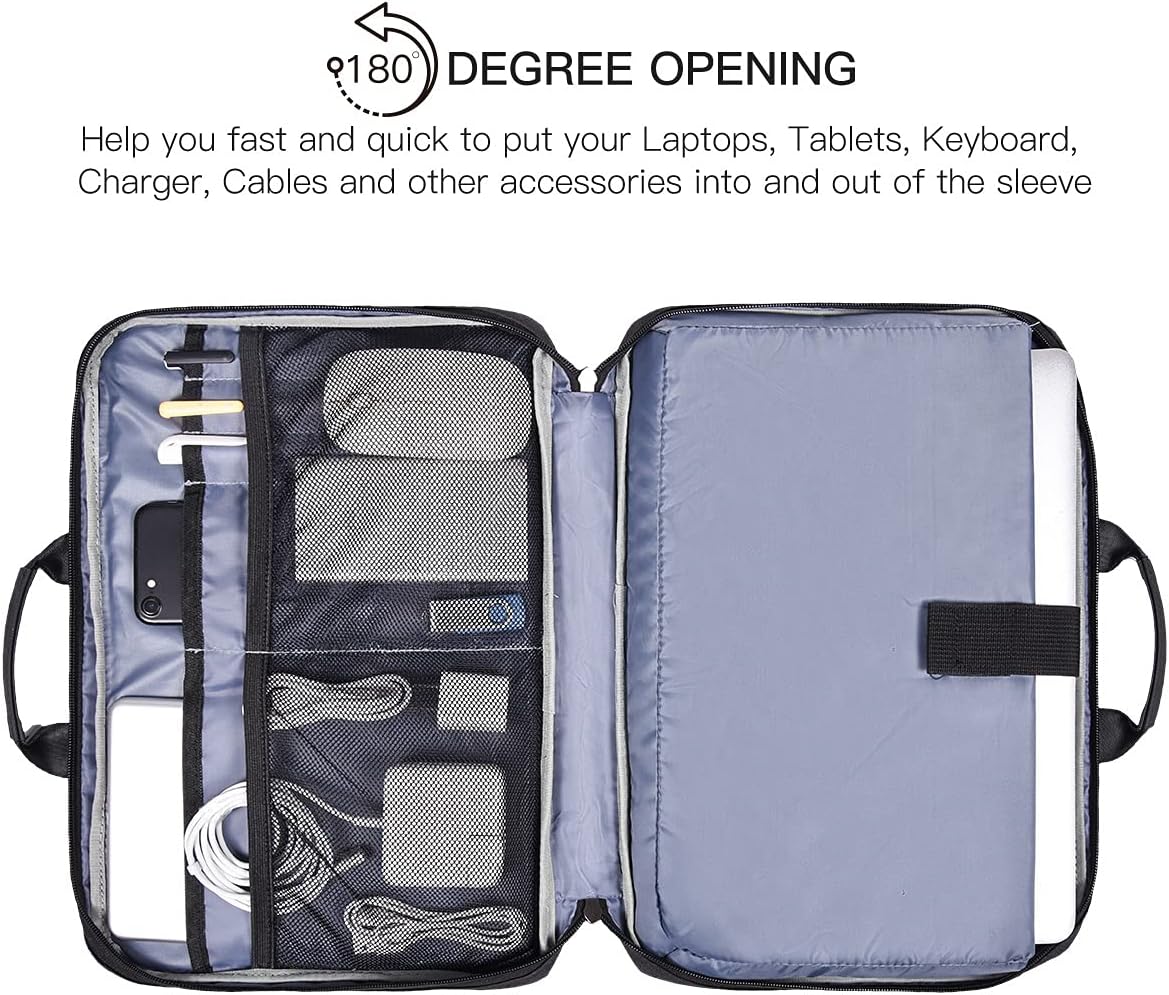 14 15 Inch Waterproof Laptop Sleeve Men Women TSA Briefcase for MacBook Pro 14 M4/M3/M2/M1, Macbook Air 15 M4/M3, Dell Inspiron 14/XPS 15, Lenovo Acer HP ASUS Chromebook 14 Carring Case, Black