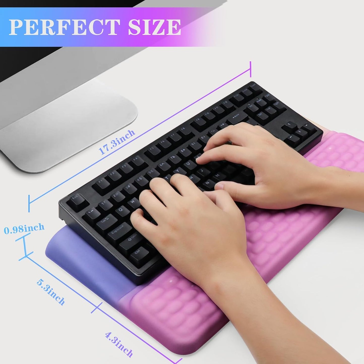 Computer Keyboard Stand with Wrist Rest, Ergonomic Tilted Keyboard Holder - Keyboard Riser with Wrist Pad - Keyboard Tray Support for Office Home - Starry Pink