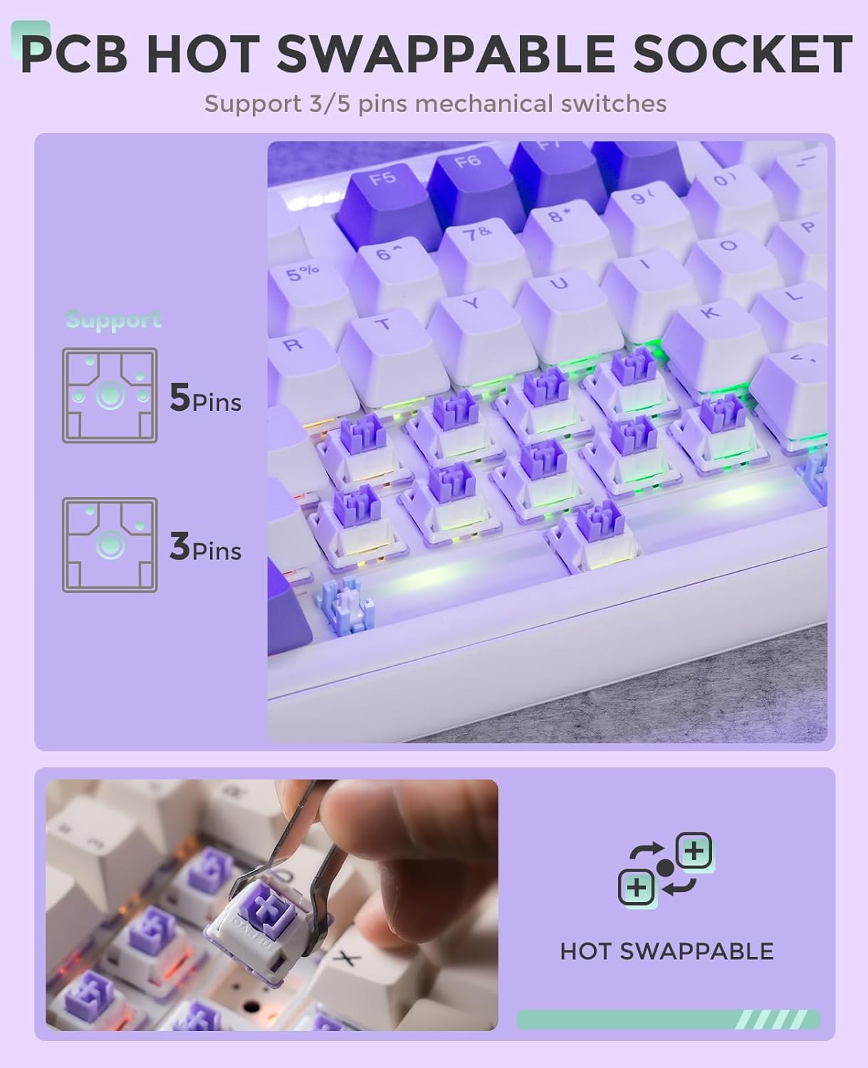 DAREU EK98pro Wireless Mechanical Keyboard, Gasket Hot Swappable Custom Structure, Creamy Pre-lubed Linear Switches, PBT Keycaps, BT5.0/2.4GHz/USB-C, RGB Backlit Gaming Keyboard for Win/Mac