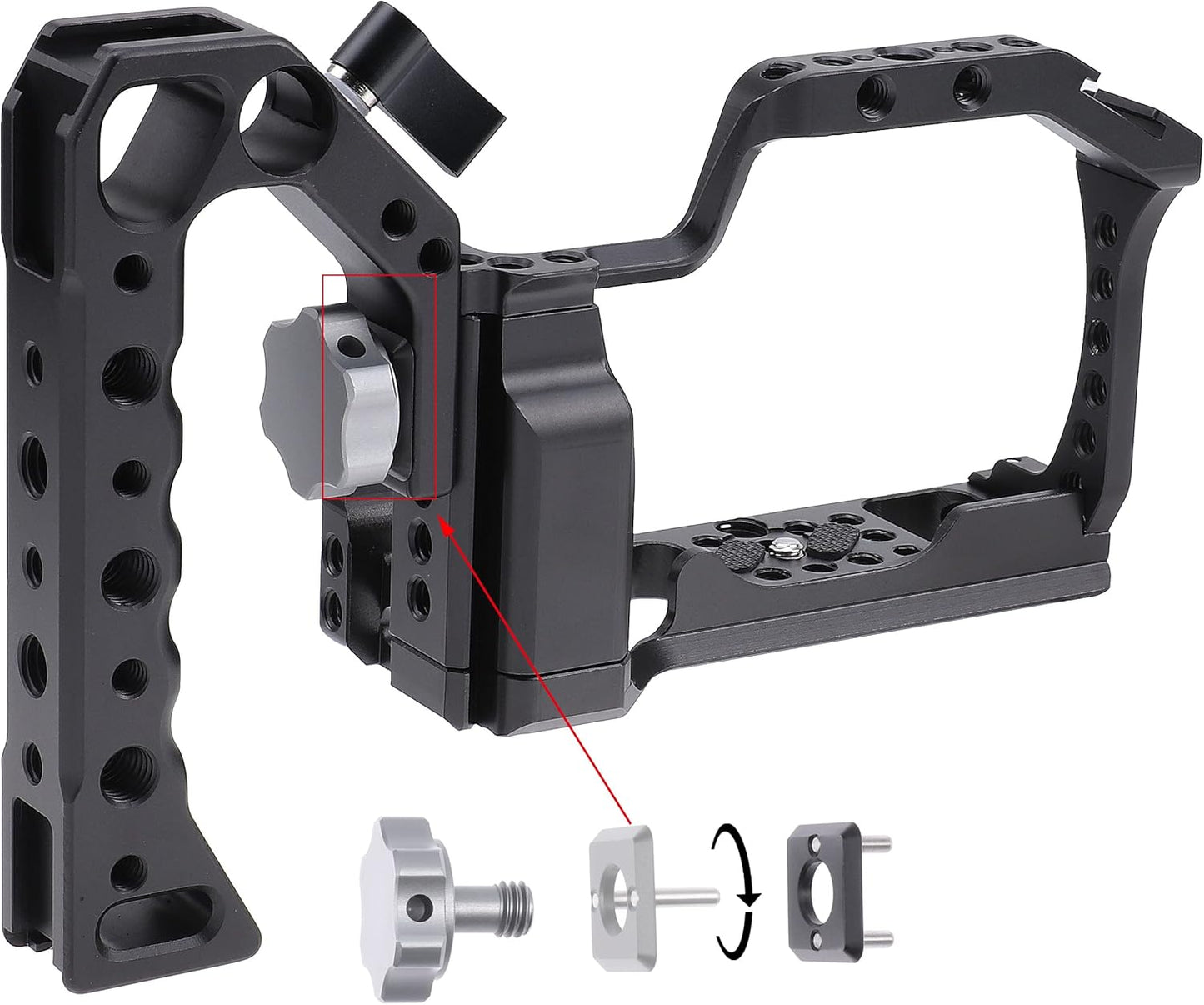 Hersmay For Canon M5 M50 II Cage with Top Handle, Camera Cage for Canon EOS M50 Mark II/ M50 /M5 Camera,Vlogging Video Shooting Filmmaking Rig Stabilizer with 1/4" Mounting and 3/8" Arri Locating Hole