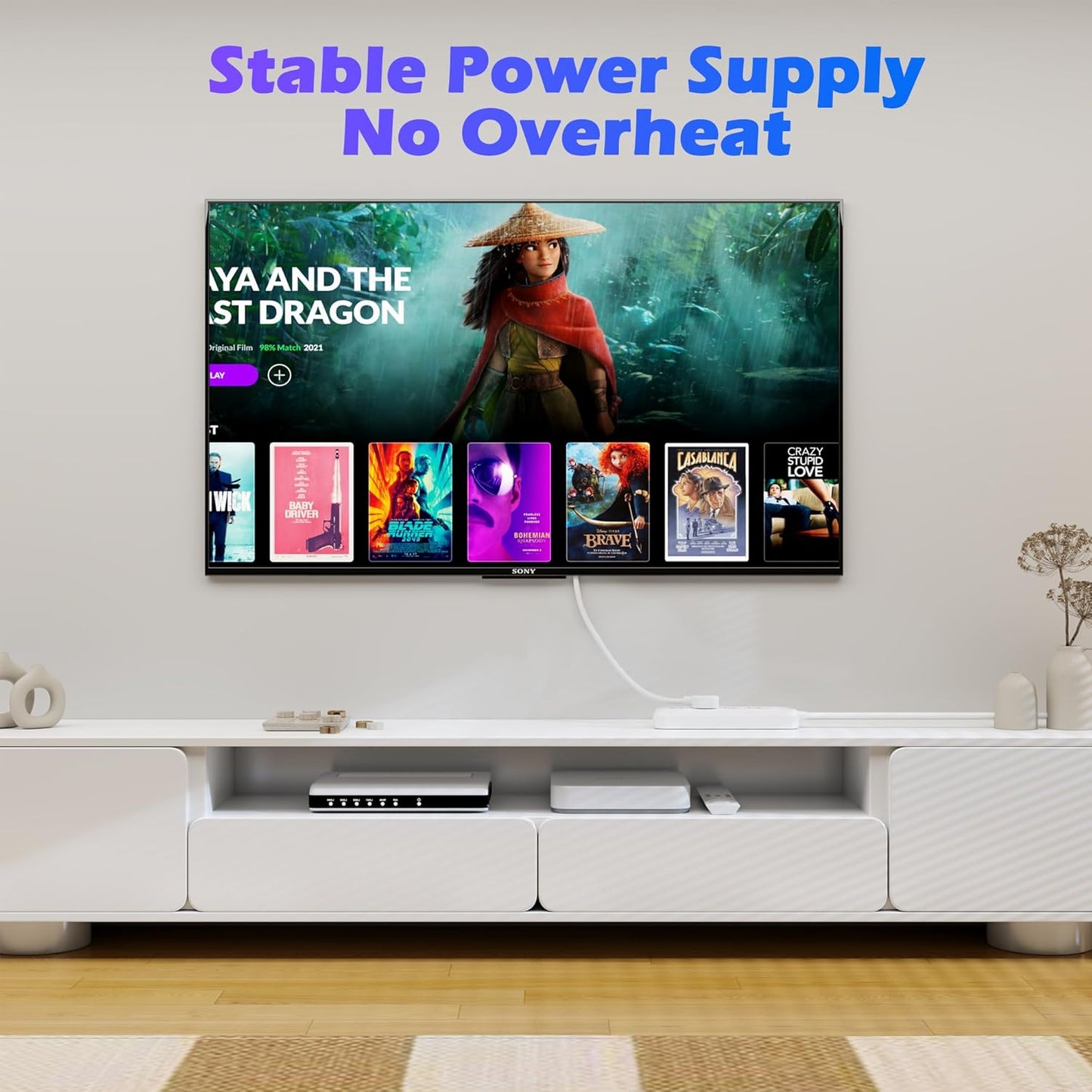 Adoreen 10 Ft Computer TV Replacement Power Cord White, Low Profile Flat Plug to 90 Degree Angled L-Shaped 18AWG 3-Prong AC Universal Power Supply Cable for Printer, PC, Monitor TV LCD, ETL+Ties