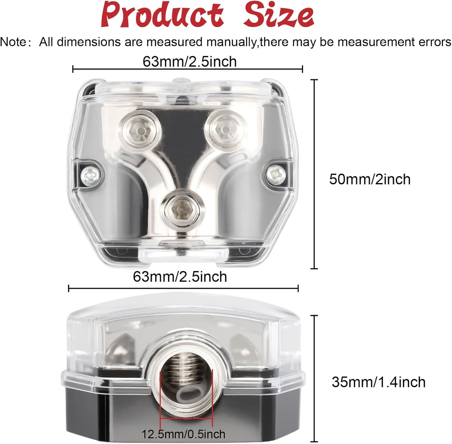 2 Way Power Distribution Block 1x 0 GA in 2X 0 GA Out Circuit Protector Distribution Connecting Blocks for Car Audio Splitter,2Pcs with Installation Kit
