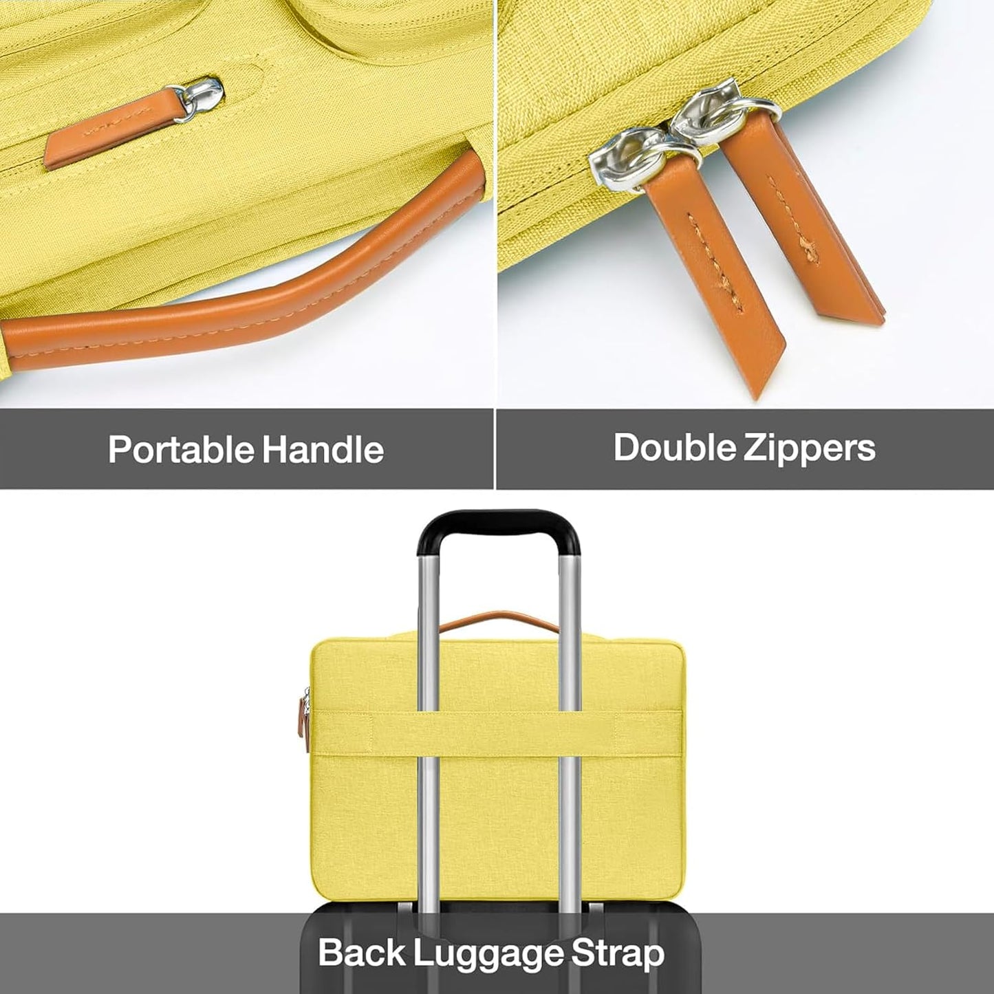 MOSISO 360 Protective Laptop Case 13.3 inch, 13-13.3 inch Laptop Sleeve Compatible with MacBook Air/Pro 13 / Pro 14,HP Dell Acer ASUS,Side Open Carrying Case with 4 Zipper Pockets&Handle, Yellow
