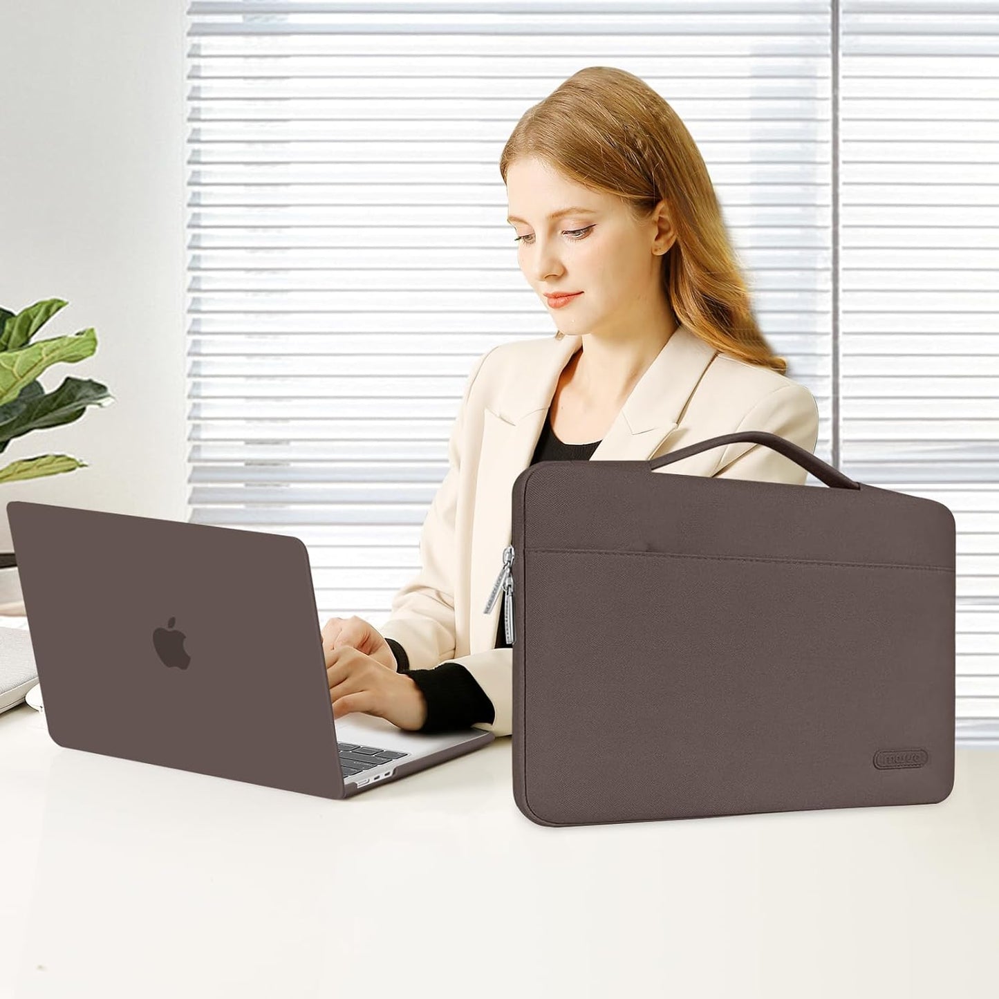 MOSISO Compatible with MacBook Air 13 inch Case 2025 2024 2023 2022 M4 A3240 M3 A3113 M2 A2681, Hard Shell&Sleeve Bag&Keyboard Skin&Webcam Cover&Screen Film for MacBook Air 13.6 inch, Beige Brown