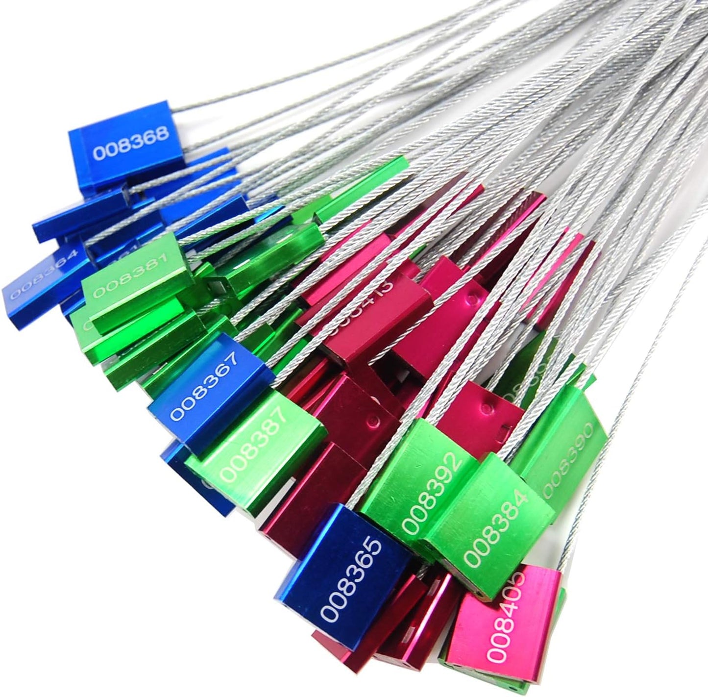 High Security Cable Seals Metal Container Seals Pull Tight Alumium Shipping Security Tags for Logisitics ISO 17712 Certificated (Pack of 100, Red)