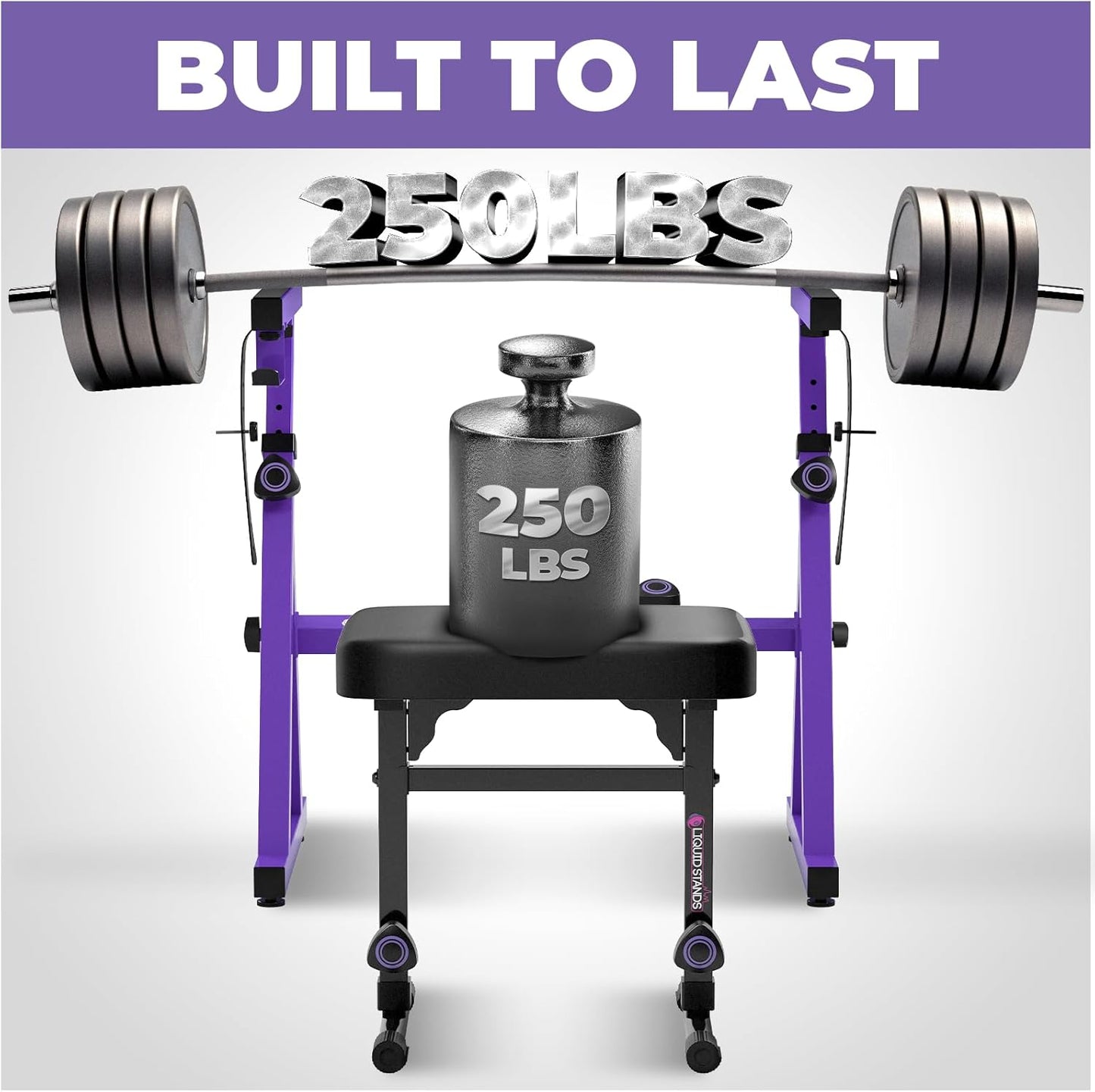 Liquid Stands Portable Heavy Duty Digital Piano Stand & Bench Set - Adjustable Keyboard Music Stand & Seat for 54-88 Key Electric Pianos (Purple)