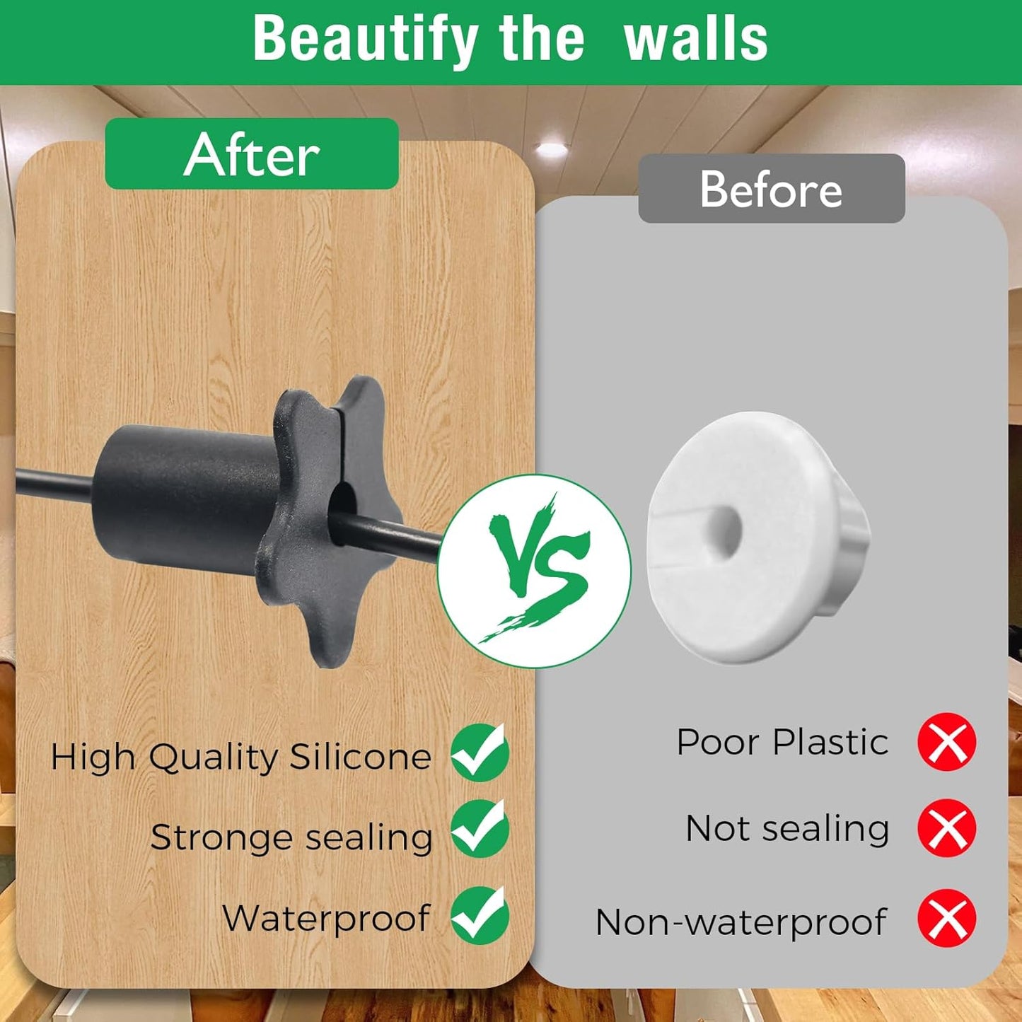 4pc Starlink Cable Grommet 5/8" Silicone Waterproof Wall Hole Pass Through Split Cable Bushings for TV Wire Ethernet Cord, Starlink Cable Routing Kit Accessories, 27.6mm/1.09" Ht, Grey