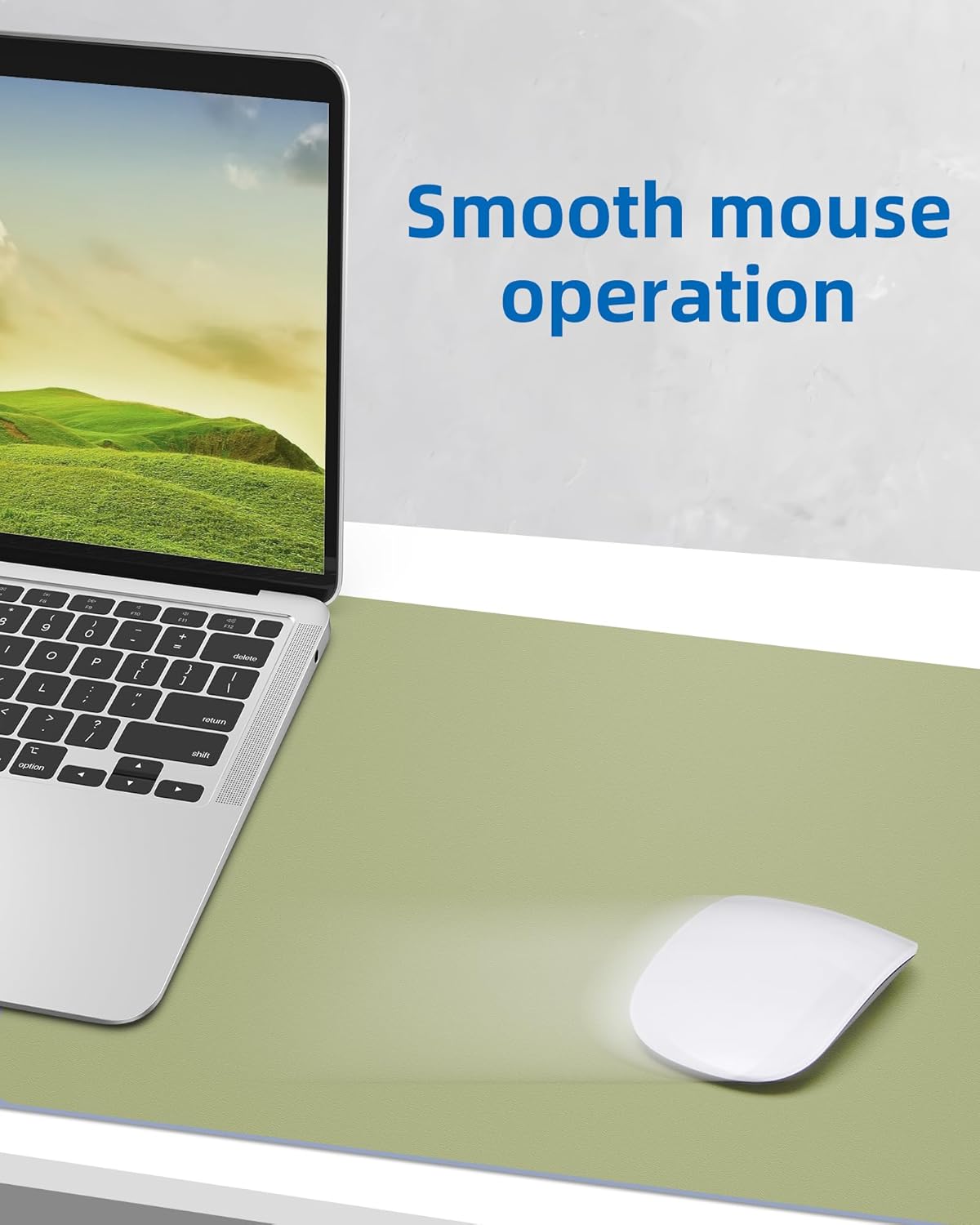 AFIING Leather Desk Pad Protector,Mouse Pad,Office Desk Mat, Non-Slip PU Leather Desk Blotter,Large Desk mat,Waterproof Keyboard mat for Office/Home/Decor (Olive Green,35"" x 17"")