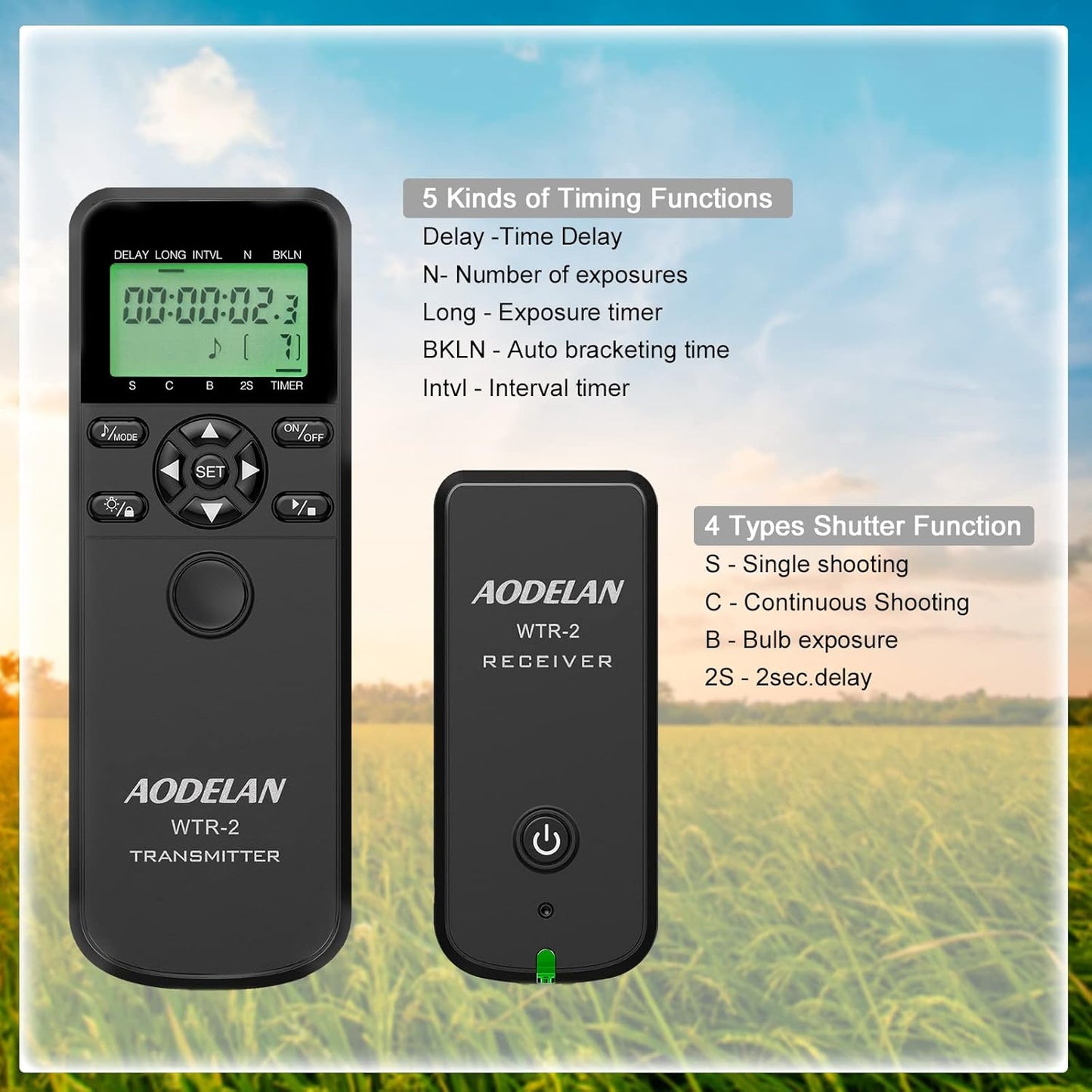Wireless Shutter Release Timer Controller and Intervalometer with LCD and HDR for Olympus OM-D E-M10 Mark II, Pen E-PL8, Pen-F and for Panasonic Lumix DMC-G7, G85, GH4
