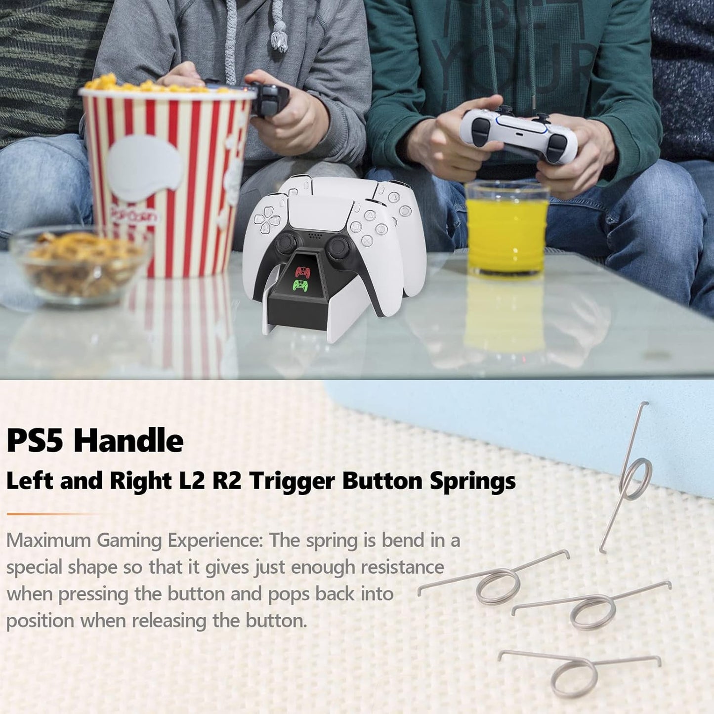 4Pcs for PS5 L2 R2 Trigger Button Springs for Sony PlayStation 5 PS5 Metal Trigger Keys Springs Controller Assembly Replacement with Screwdriver Tools