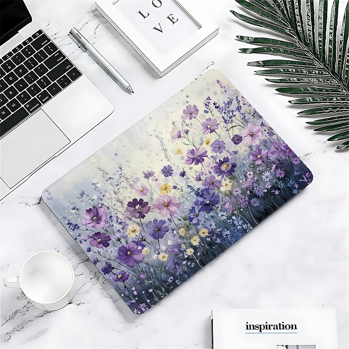 Compatible with MacBook Air 13.3 13.6 Inch Case 2022 2021 2020 2019 Plastic Hard Shell Case Cover,13.6 Air (A2681) M2 2022, Purple Wildflowers