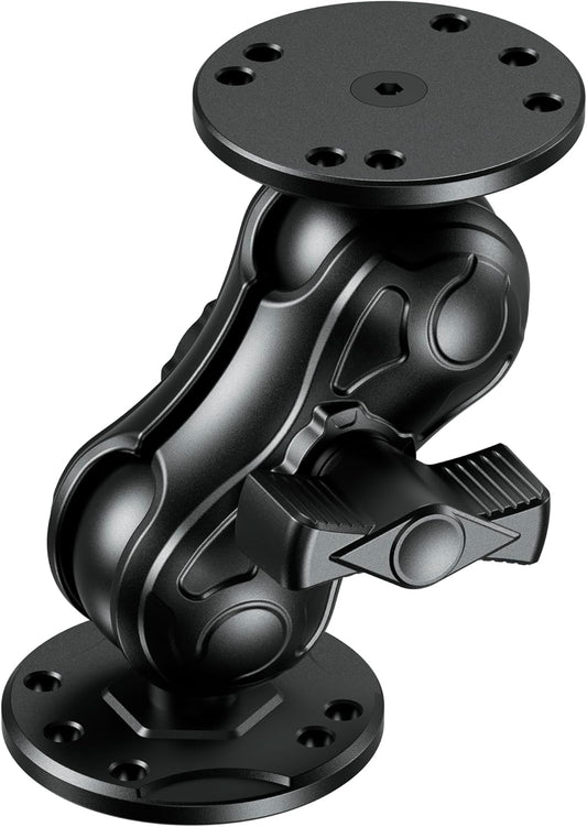 Aluminum Alloy Fish Finder Mount with 1.5" Ball AMPS Hole Round Plates, 3.5" Short Arm Marine Electronic Mount Tablet Holder for Garmin, Lowrance, Humminbird, Raymarine and More