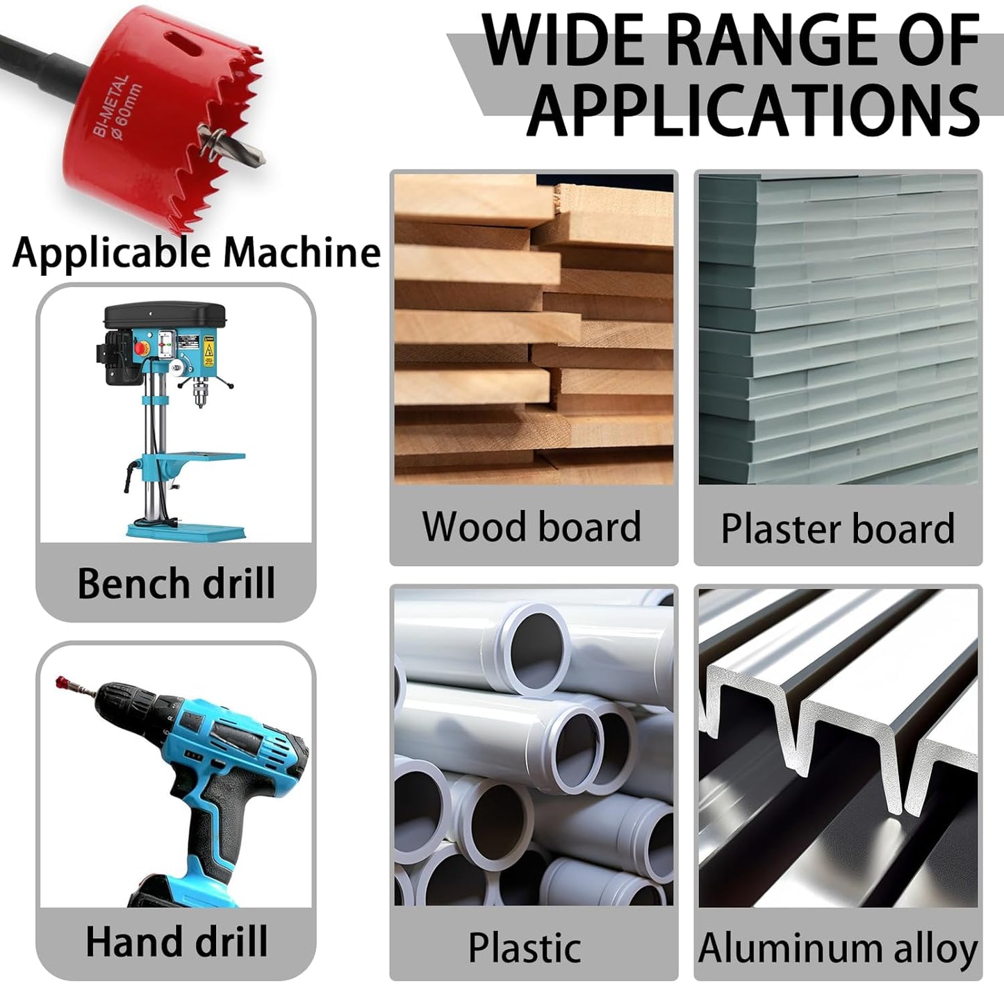 2-3/8IN(60mm) Desk Grommet, 13 Pieces Wire Grommet, Desk Hole Cover for Cables with Hole Saw,Plastic Cable Cord Wire Hole Cover for Desk, Table,Cabinet,Countertop and Other Furniture(Black)