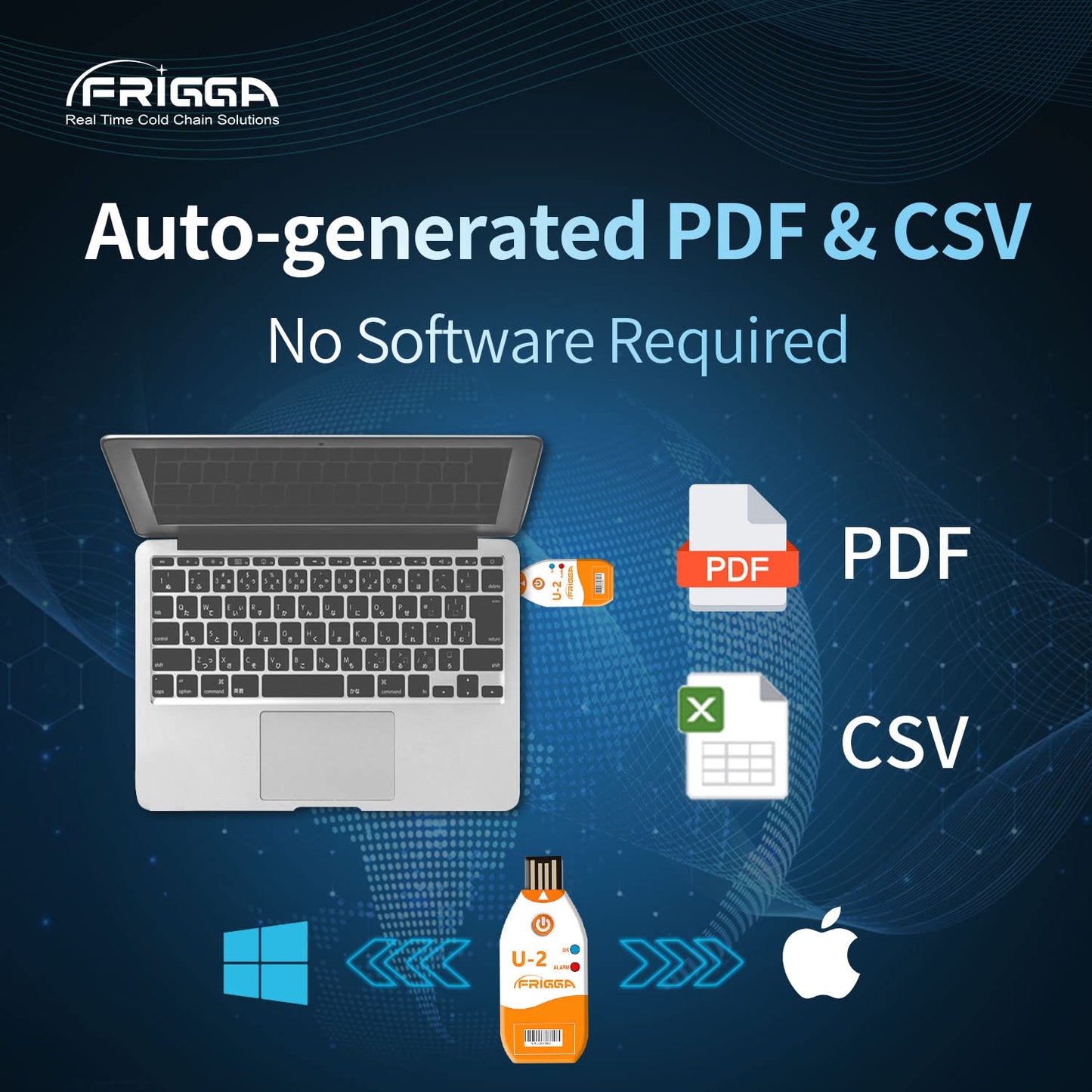 Frigga 2Pack USB Temperature Data Logger Single Use Temperature Recorder 100 Days High Accuracy Thermometer Monitor 14400 Points with PDF CSV Report, U2