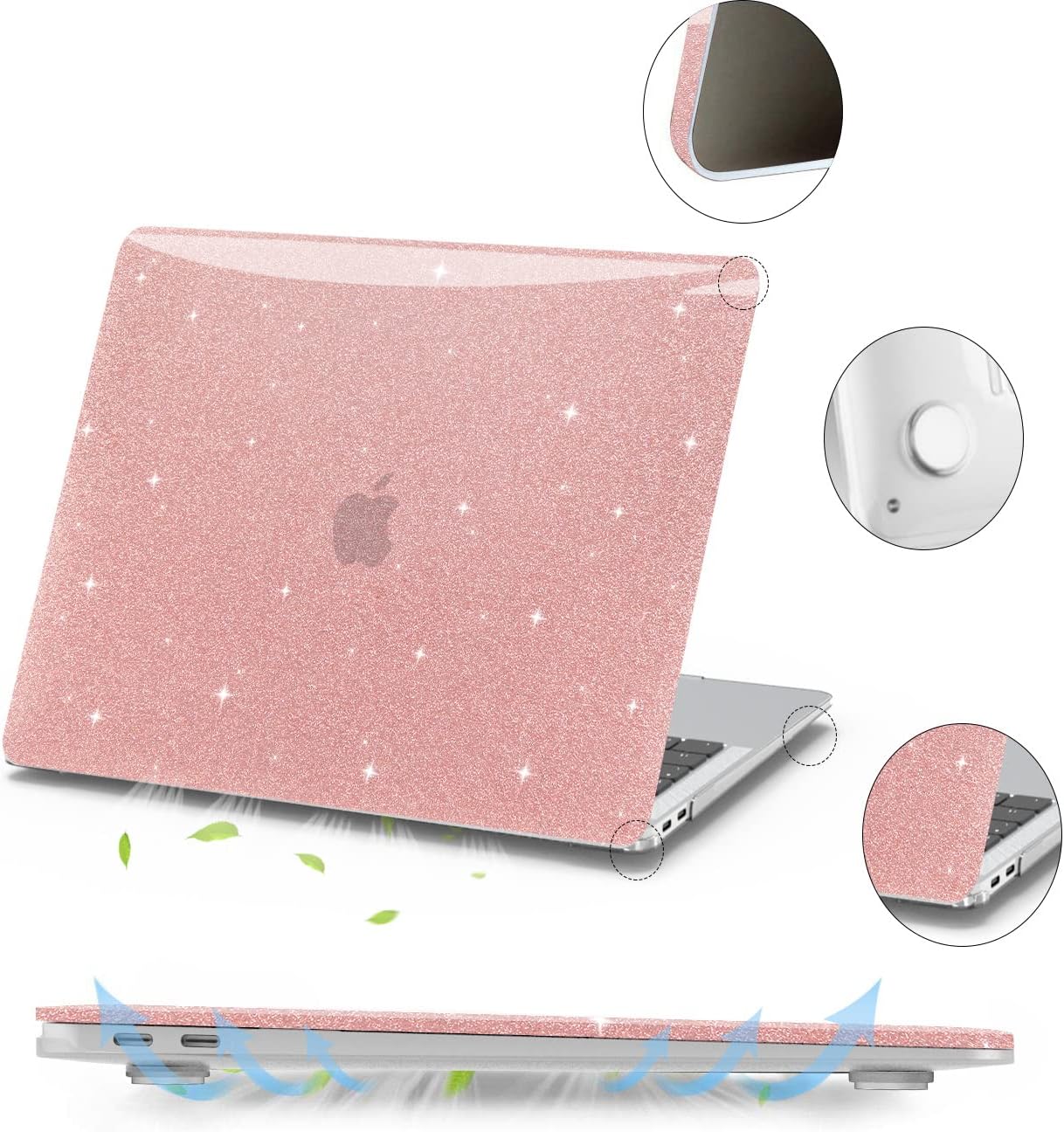 Anban Compatible with MacBook Pro 13 inch Case M2 2025-2016 M1 A2338 A2251 A2289 A2159 A1989 A1706 A1708, Plastic Hard Shell+Keyboard Cover+Screen Skin for MacBook Pro 13.3 inch Case, Shiny Rose Gold