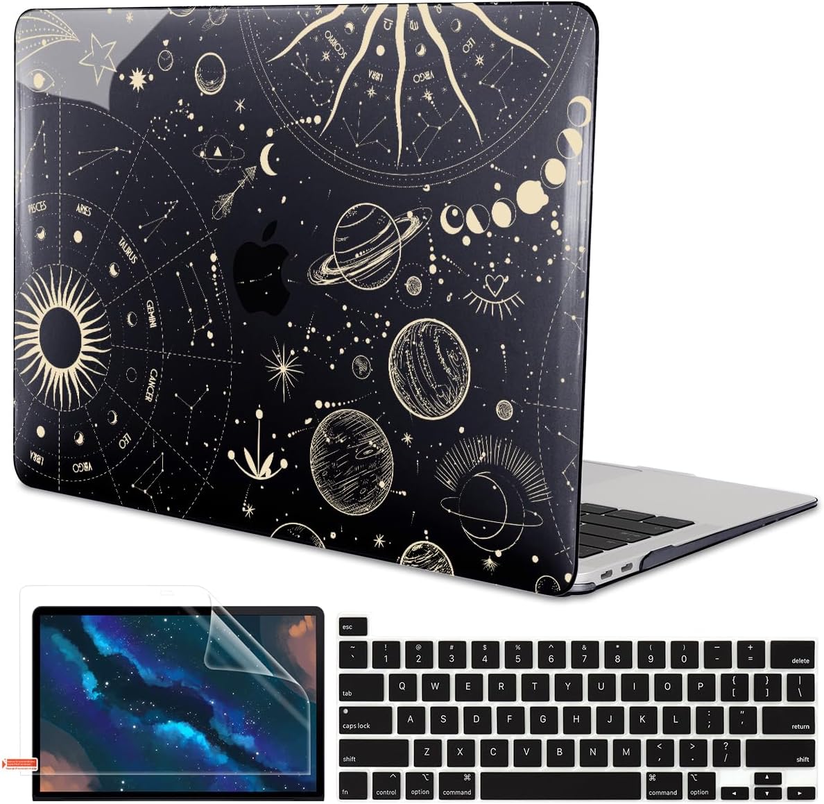 Compatible with MacBook Pro 13 inch Case 2022 2021-2016 A2338 M2/M1 A2251 A2289 A2159 A1989 A1706 Model, Pattern Plastic Hard Shell Keyboard Cover Screen Film Webcam Cover, Constellation