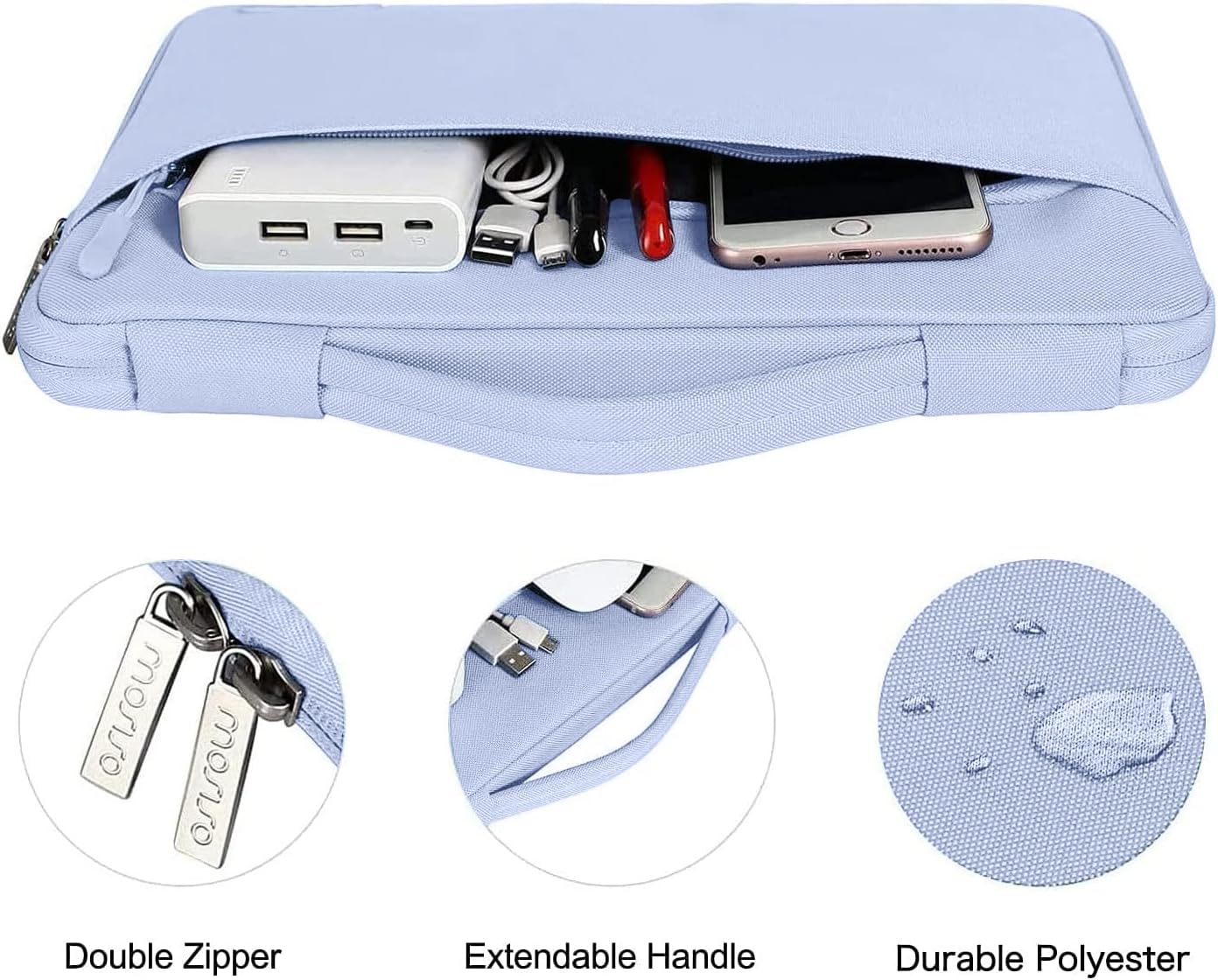 MOSISO Compatible with MacBook Air 13 inch Case 2025 2024 2023 2022 M4 A3240 M3 A3113 M2 A2681, Hard Shell&Sleeve Bag&Keyboard Skin&Webcam Cover&Screen Film for MacBook Air 13.6 inch, Pastel Blue