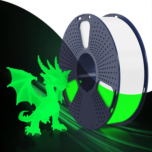 SUNLU PETG Glow in The Dark Filament, Luminous PETG 3D Printer Filament 1.75mm, High Brightness and Long Time Filament, Dimensional Accuracy +/- 0.02mm, 1kg Spool. (White, Glow Green)