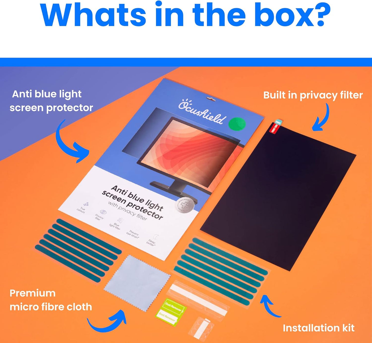 Ocushield 13.3” (16:10) Anti Blue Light Screen Protector with Privacy Filter for Laptops and Computer Monitors - Anti-Glare - Easy Install - Anti-Fatigue (287 x 179 mm)