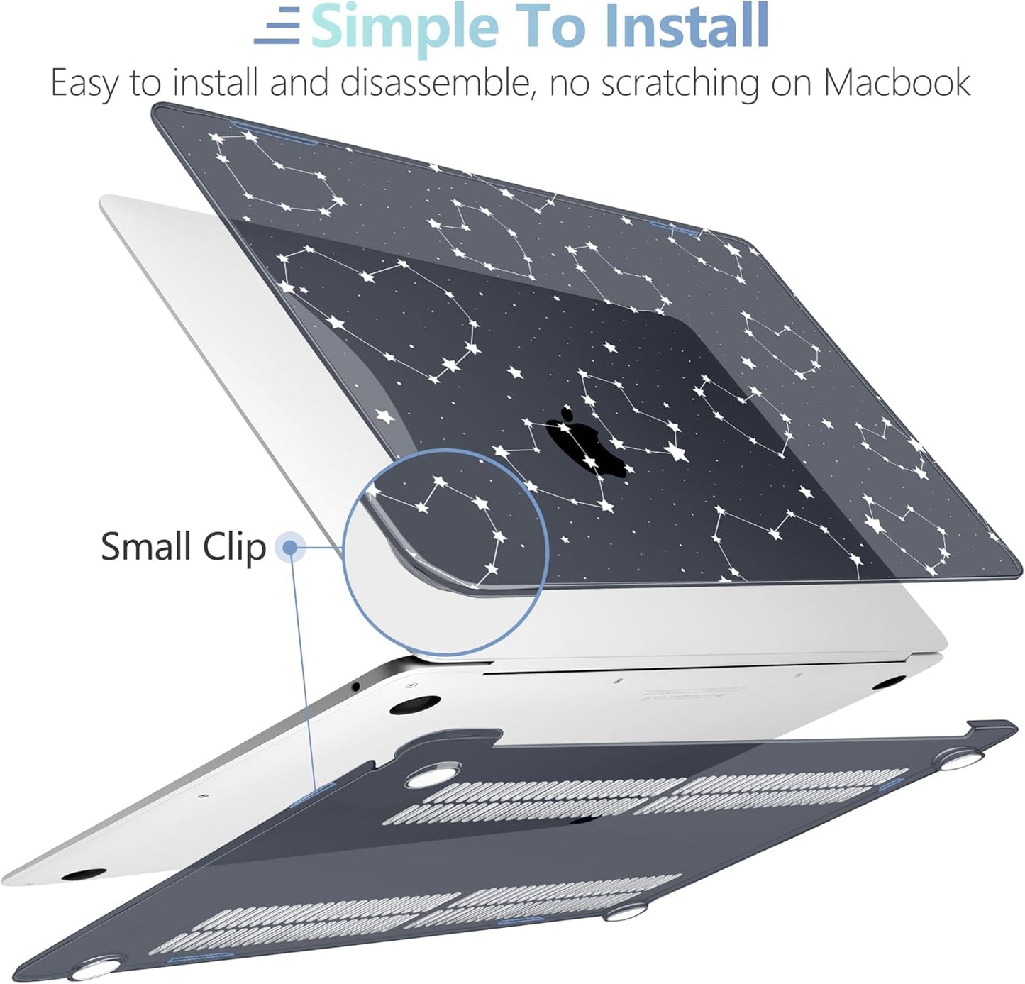 MEEgoodo for MacBook Air 13 inch Case 2021 2020 2019 2018 Released A2337 M1 A2179 A1932 with Touch ID, Plastic Hard Shell & Keyboard Cover Compatible with MacBook Air Case 13.3,Constellations & Hearts