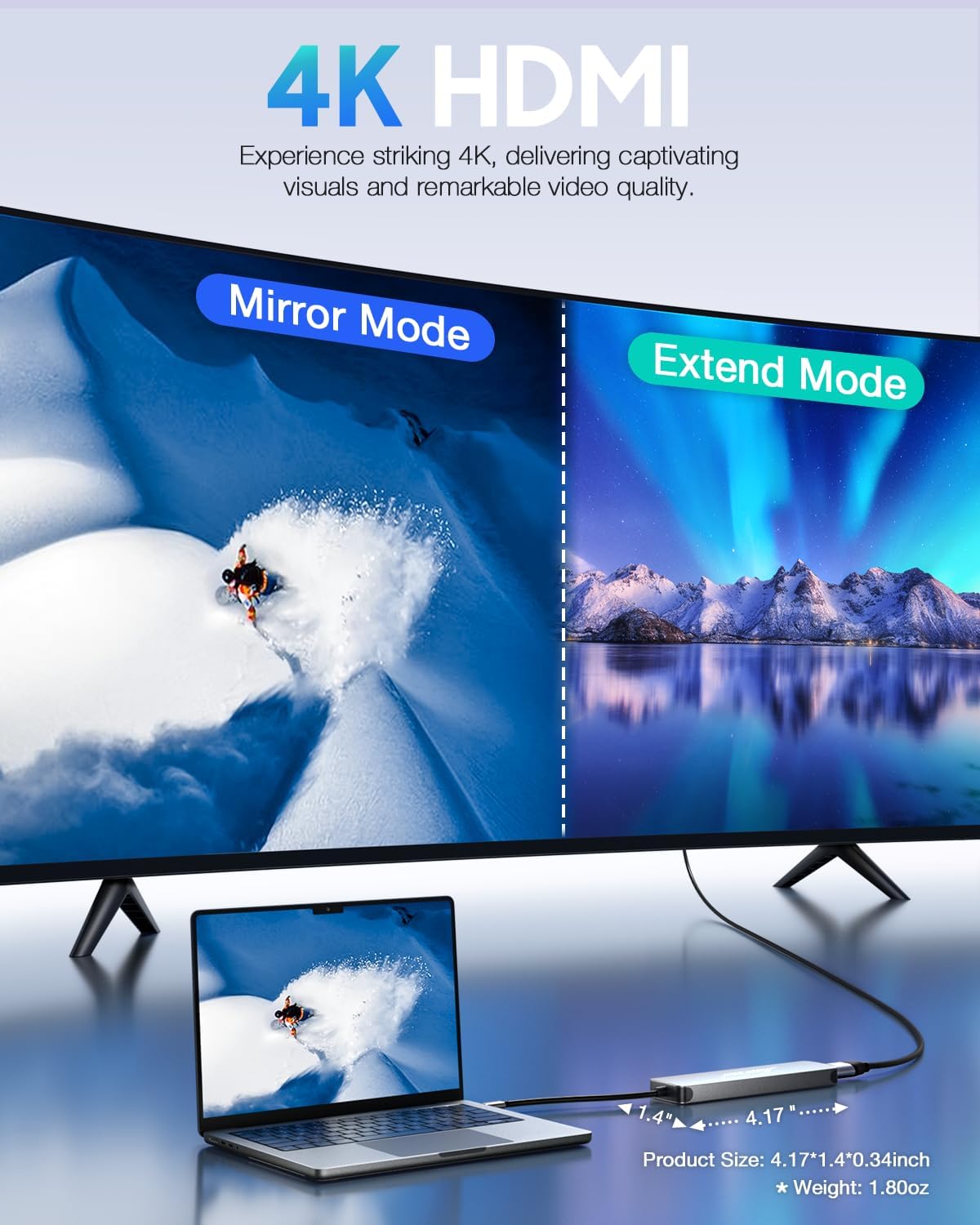 Hiearcool USB C Hub, USB-C Multi-Port Adapter for MacBook Pro, 7IN1 USBC to HDMI Hub Dongle Compatible for Laptops and Other Type C Devices (4K HDMI USB3.0 SD/TF Card Reader 100W PD)