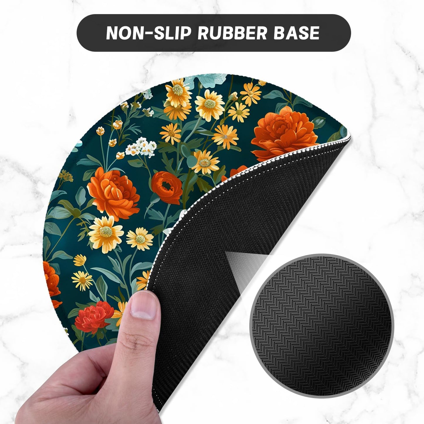 ITNRSIIET Round Mouse Pad with Stitched Edge Premium-Textured Waterproof Non-Slip Rubber Base Desktop Protection Mat Diameter 8.7 inches, Beautiful Flowers