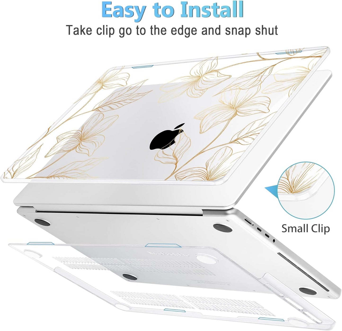 Mektron Case for MacBook Pro 16" M4 A3403 A3186 M3 A2991 M2 A2780 M1 A2485 (2021/2023/2024) Pro/Max with Touch ID, Hard Shell Plastic Laptop Cover Keyboard Cover Screen Protector, Flower S718