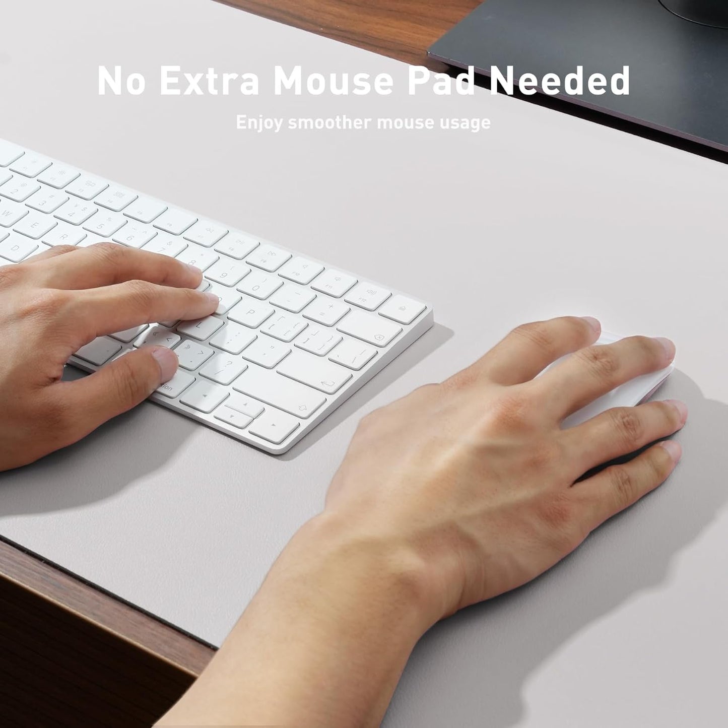 Aothia Large PU Leather Desk Pad Protector – Non-Slip Mouse Pad & Writing Mat for Office/Home, Waterproof, Easy to Clean (36" x 17", Pale Lavender White)