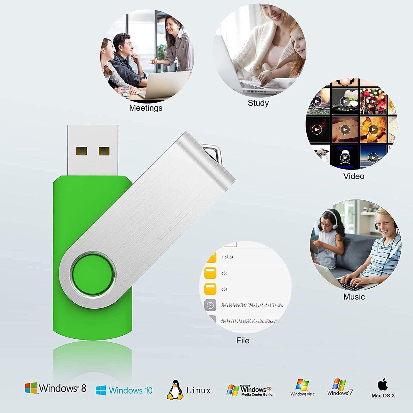 128GB Flash Drive KOOTION USB Drive Flash Drive 128GB Thumb Drive Jump Drives Memory Stick Keychain Design Pen Drive (5 Pack, Mixed Color)