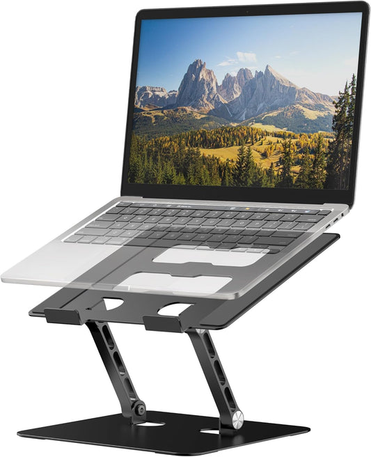 Adjustable Laptop Stand,Ergonomic Foldable Notebook Computer Holder.Compatible with MacBook iPad Dell HP Lenovo ThinkPad Acer ASUS Samsung and More 10-17" Laptops Tablets,Black