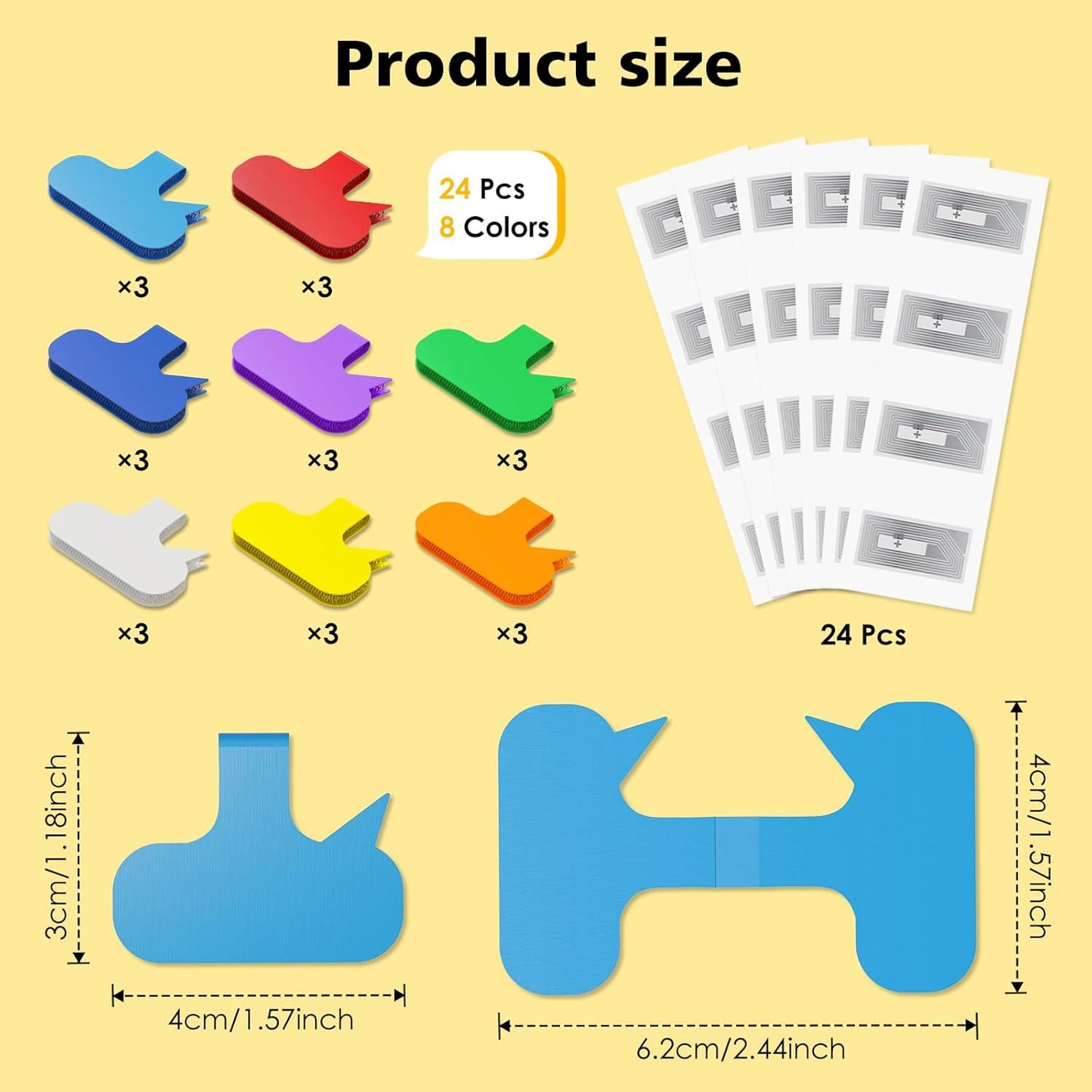24 Set Smart NFC Cable Labels - 8 Colors Reusable Write-On Wire Labels with Blank NFC Tags Stickers, Programmable Cord Identification Labels for Electronics Cable Management, Oval