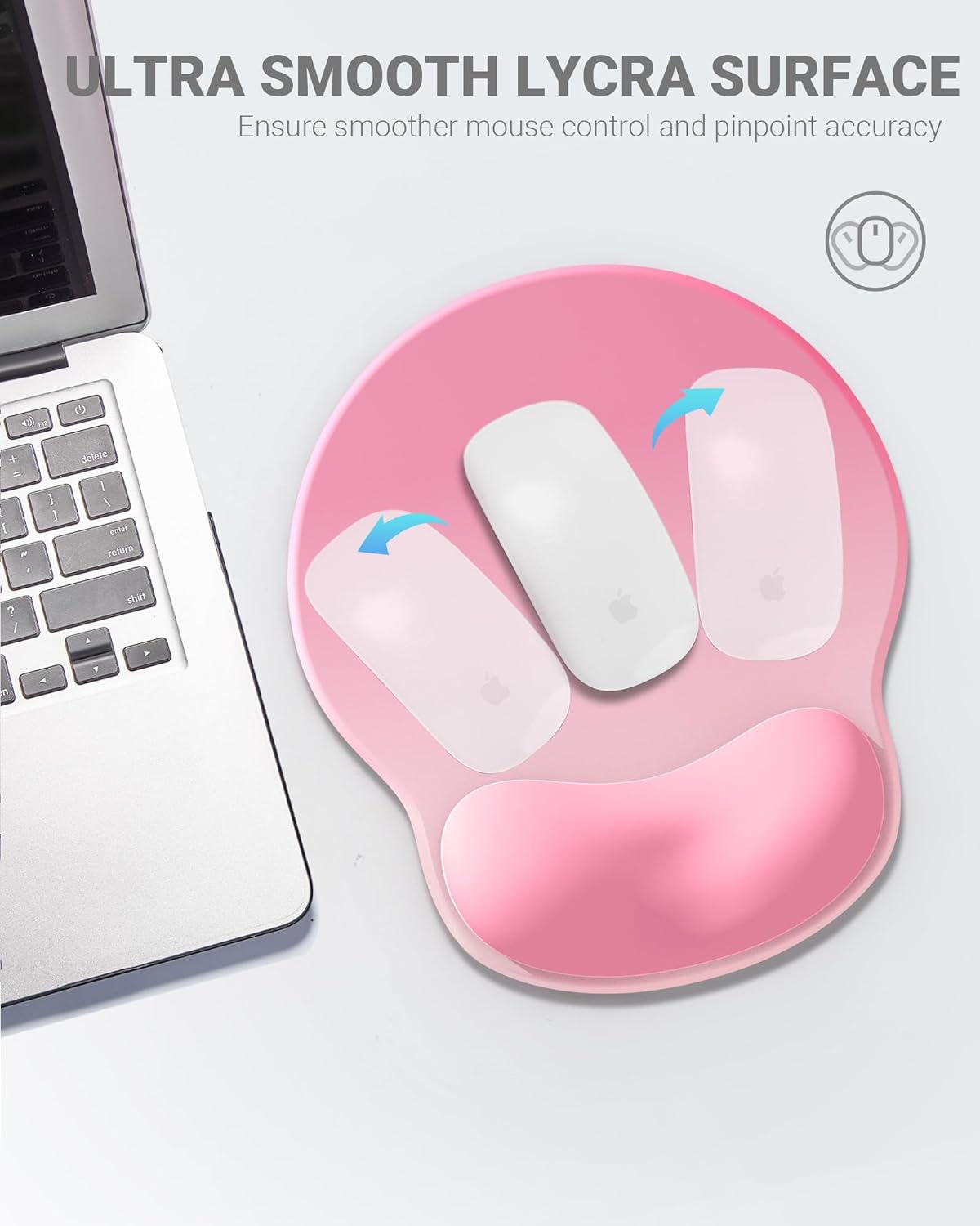 Ergonomic Mouse Pad Wrist Support, Comfortable Mouse Pad Wrist Rest, Relieve Wrist Pain Gel Mouse pad, Non-Slip Rubber Base Mousepad for Laptop, Computer(Gradient Baby Pink)