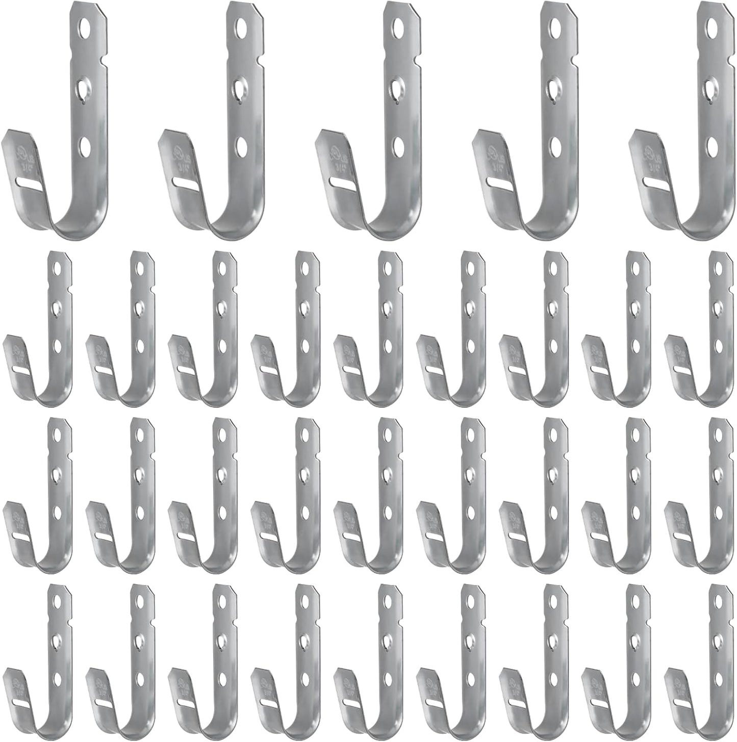 OMISTAR 50 PCS Cable Support J Hooks, 3/4 in Cable Management Brackets, Heavy Duty Galvanized Iron Wire Hooks for Network Cables, Fiber Optics, Rust-Resistant for Outdoor Use