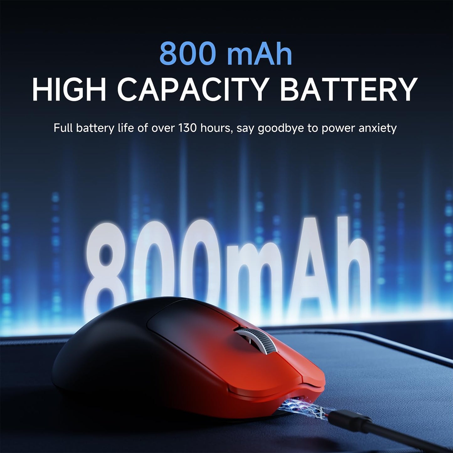 EWEADN X23Pro Wireless Gaming Mouse, 2.4G/BT5.0/USB-C Esports Gaming Mouse, 49g Lightweight Mouse Gaming, 12000 DPI Wireless Mouse with 6 Programmable Buttons, for Laptop/PC/Mac, Black-red