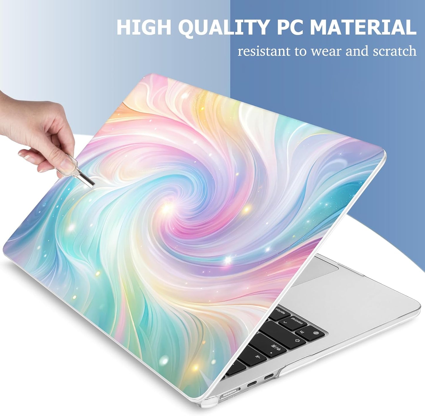 Mektron Compatible with M4 MacBook Air 15 inch Case 2025 A3241 2024 2023 M3 A3114 A2941 M2 Liquid Retina Display Touch ID, Plastic Hard Case & Keyboard Skin & Screen Protector - Colors Swirls